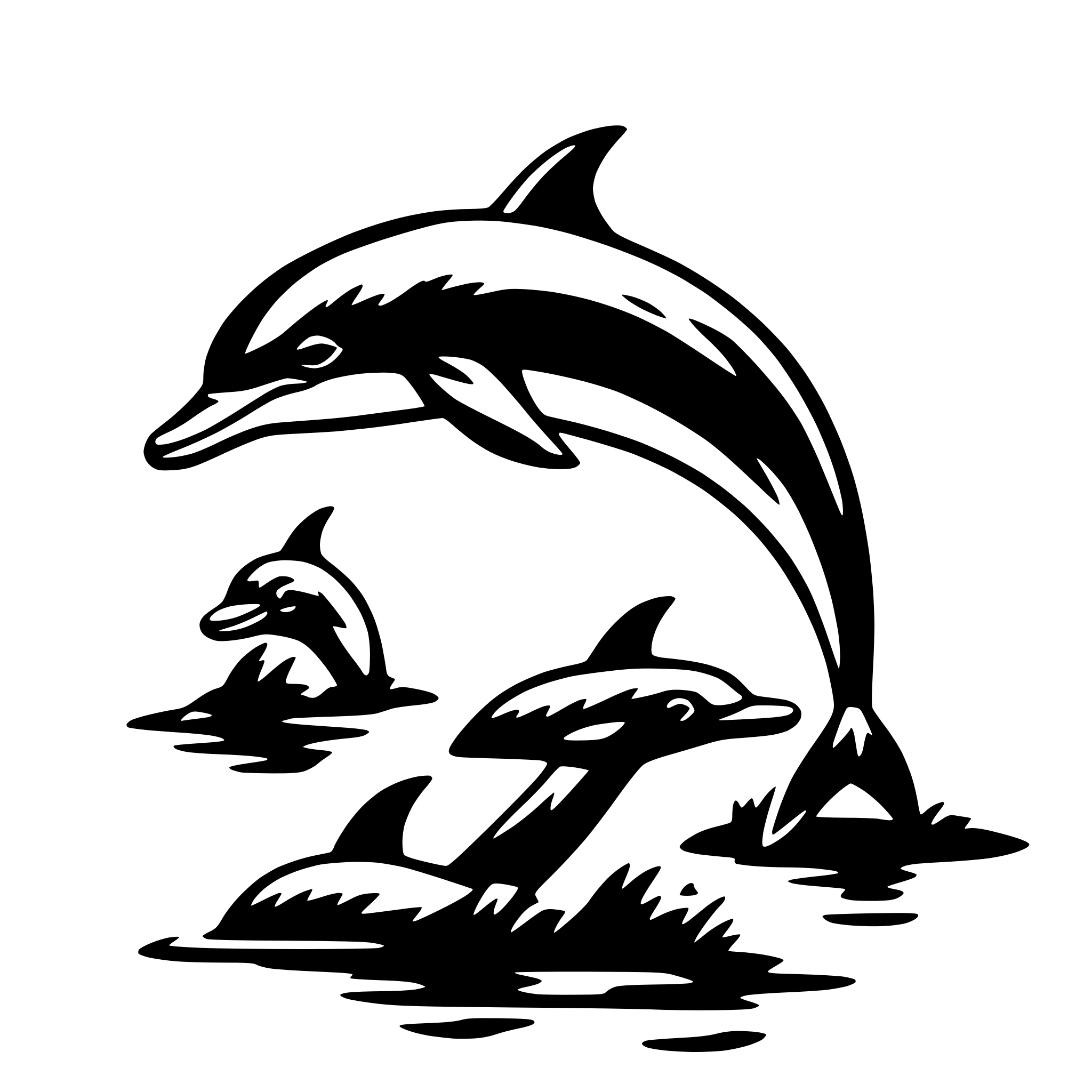 AI-generated SVG of a dolphin pod