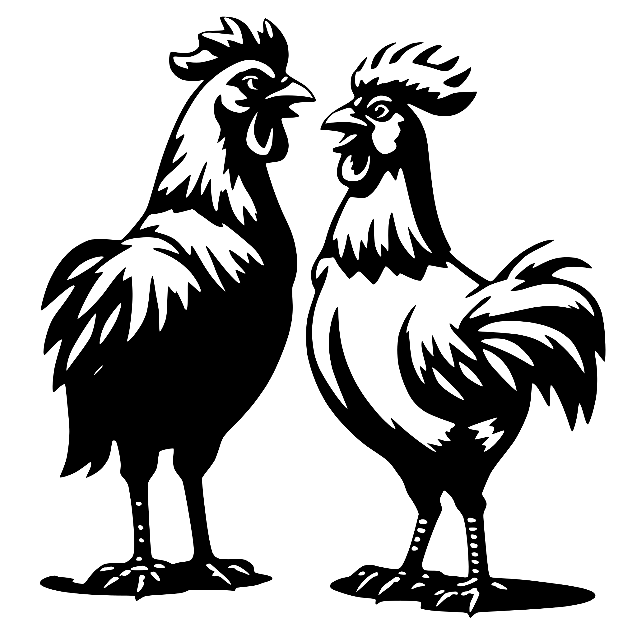 AI-generated SVG of 'rooster and her arguing bawk'