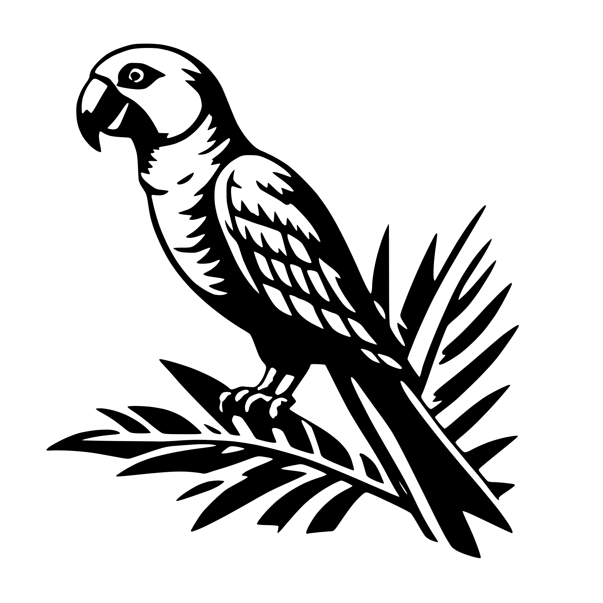 AI-generated SVG of a parrot and palm