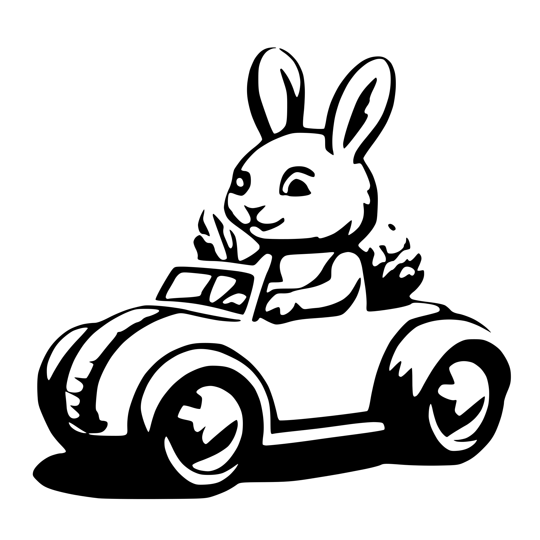 AI-generated SVG of a Cute bunny driving carrot car