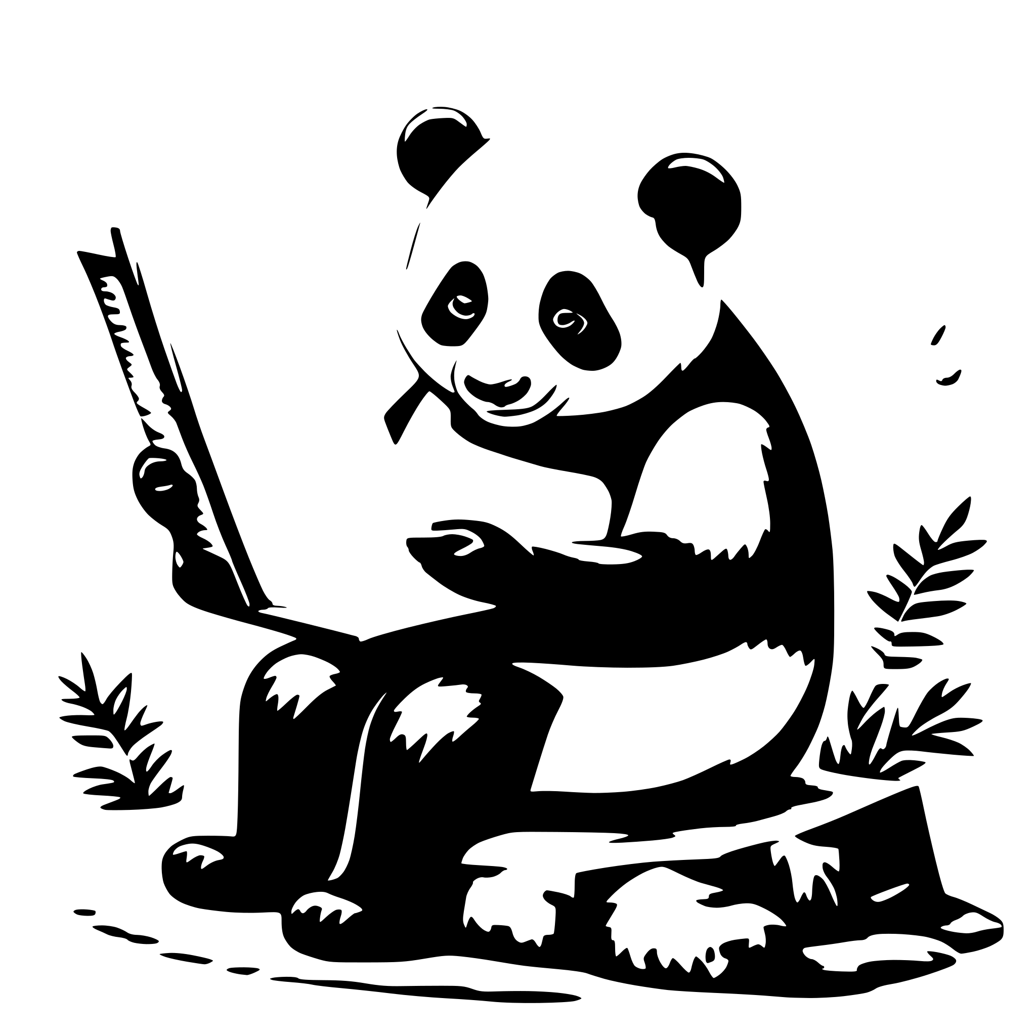 AI-generated SVG of a a panda, sit on a chiair, reading a very big book