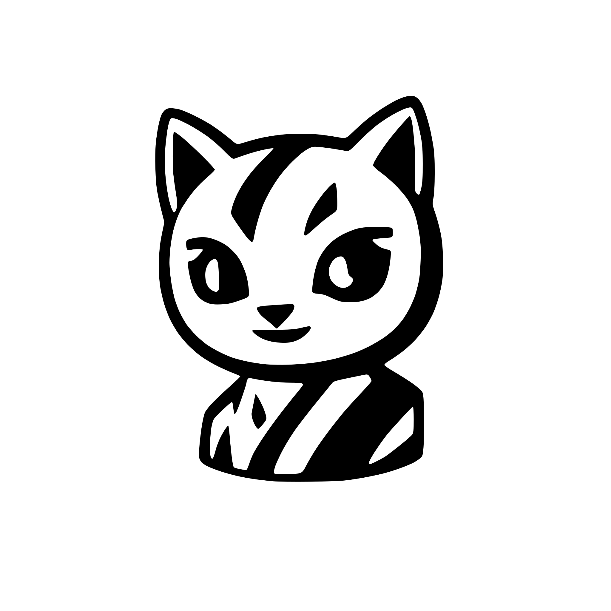 AI-generated SVG of 'cat mascot for a language app minimalistic cute small solid black and white jinx cat'