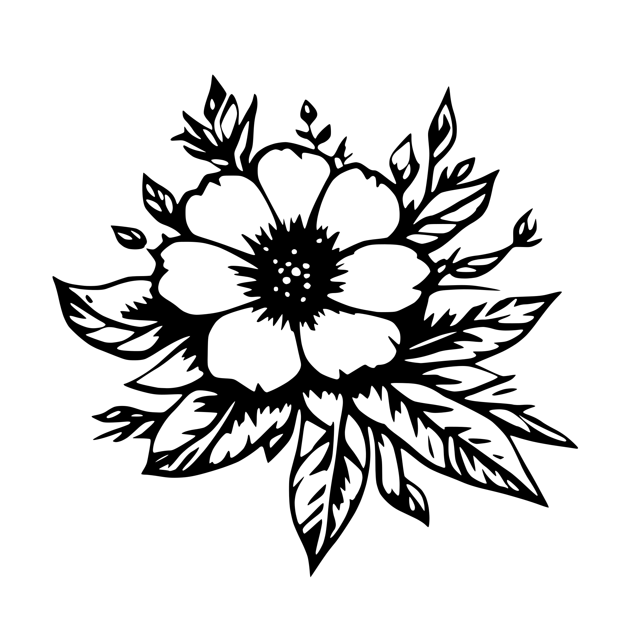 AI-generated SVG of a Floral tattoo minimalist fine-line design
