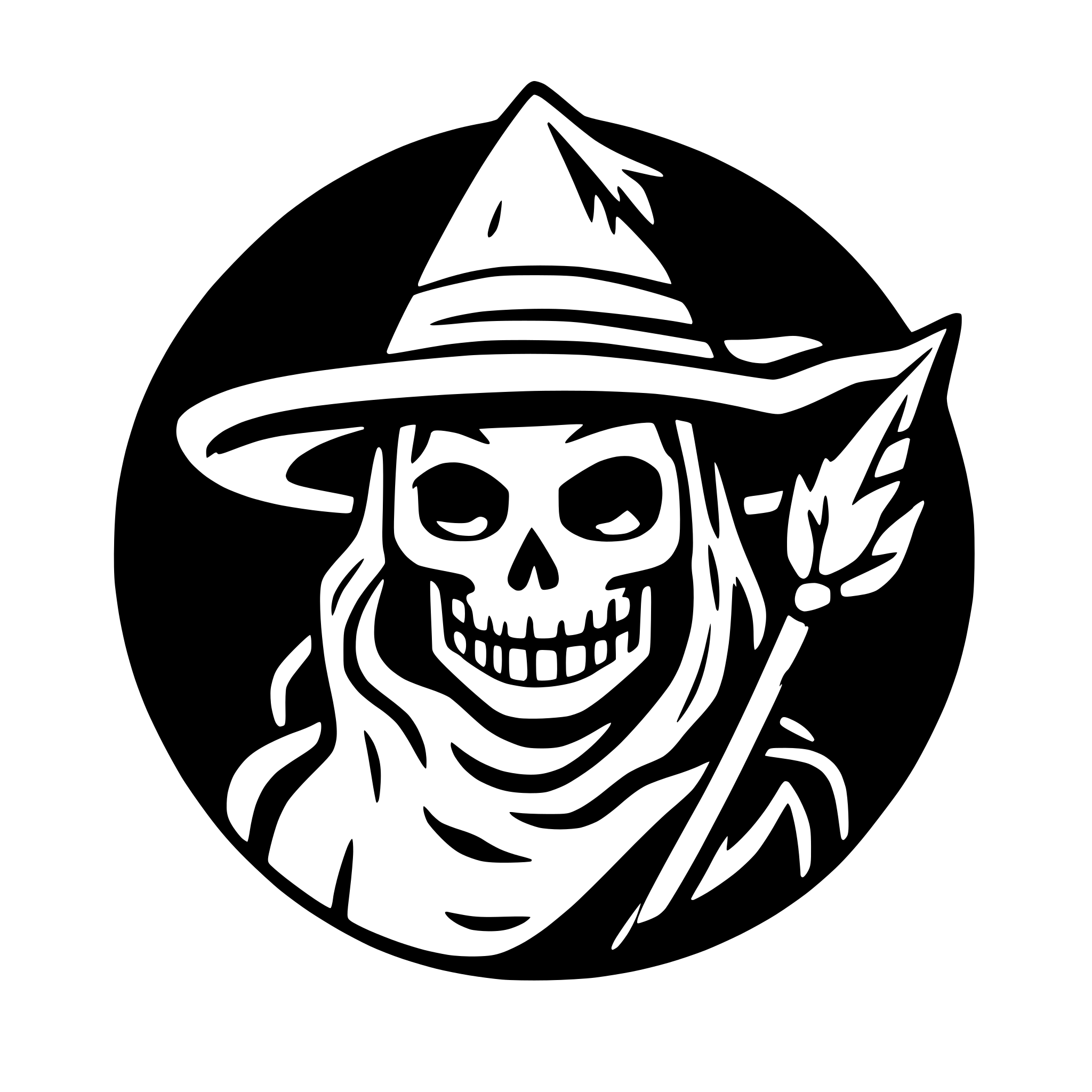 AI-generated SVG of 'skeleton wizard head logo'