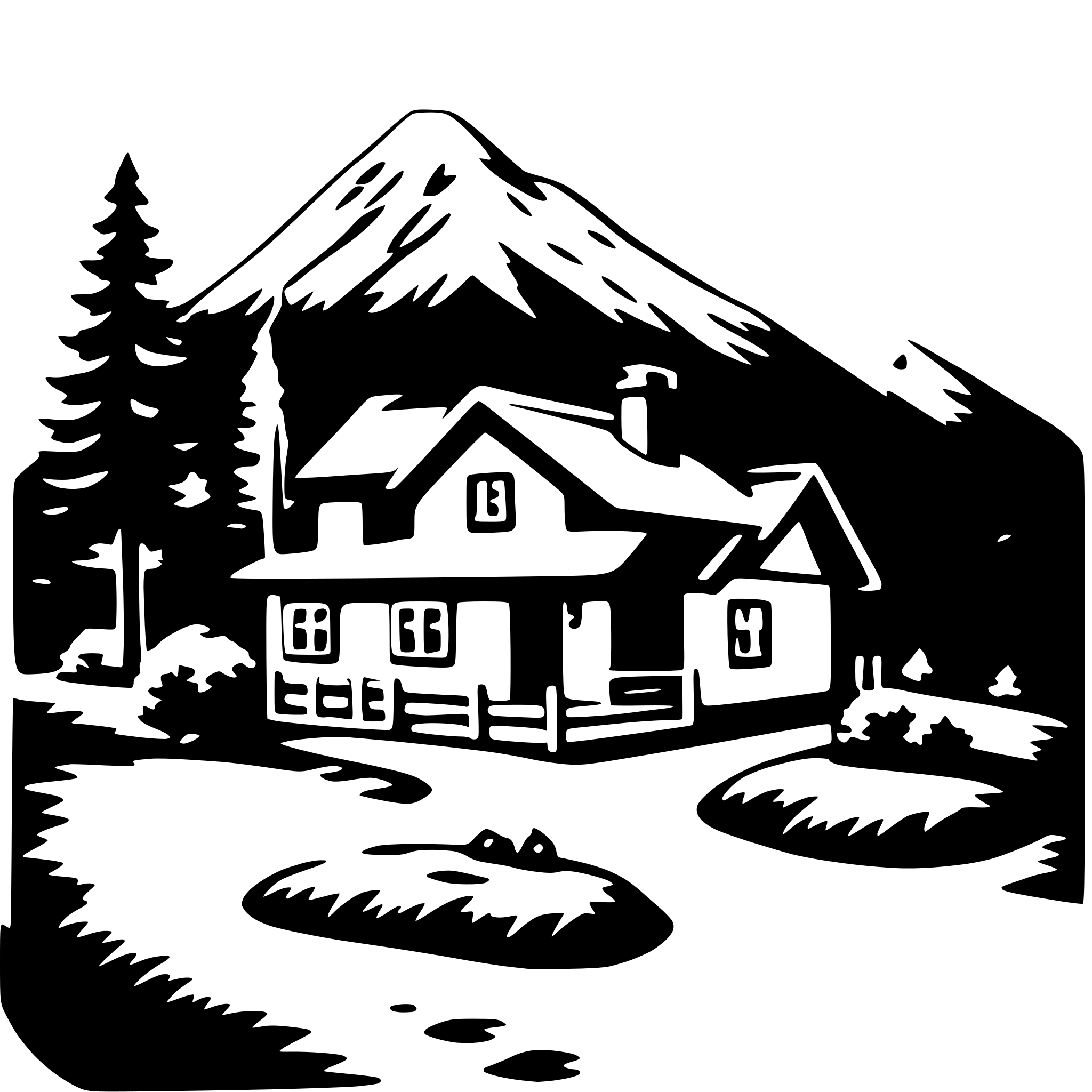 AI-generated SVG of a mountain retreat