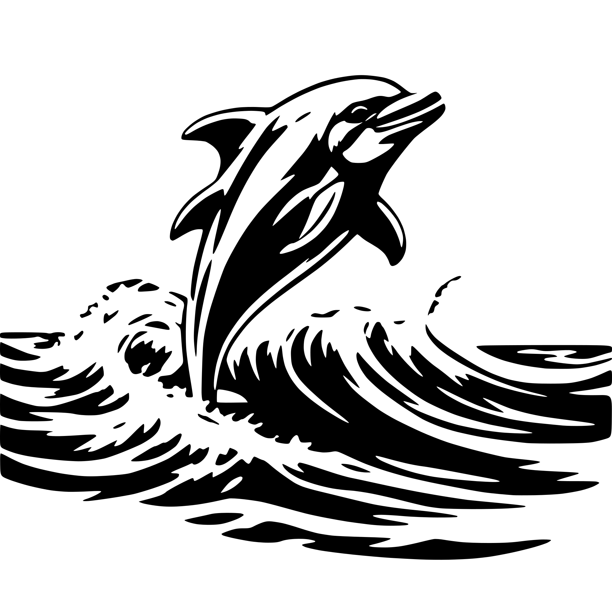 AI-generated SVG of 'DOLPHIN JUMPING WAVE'