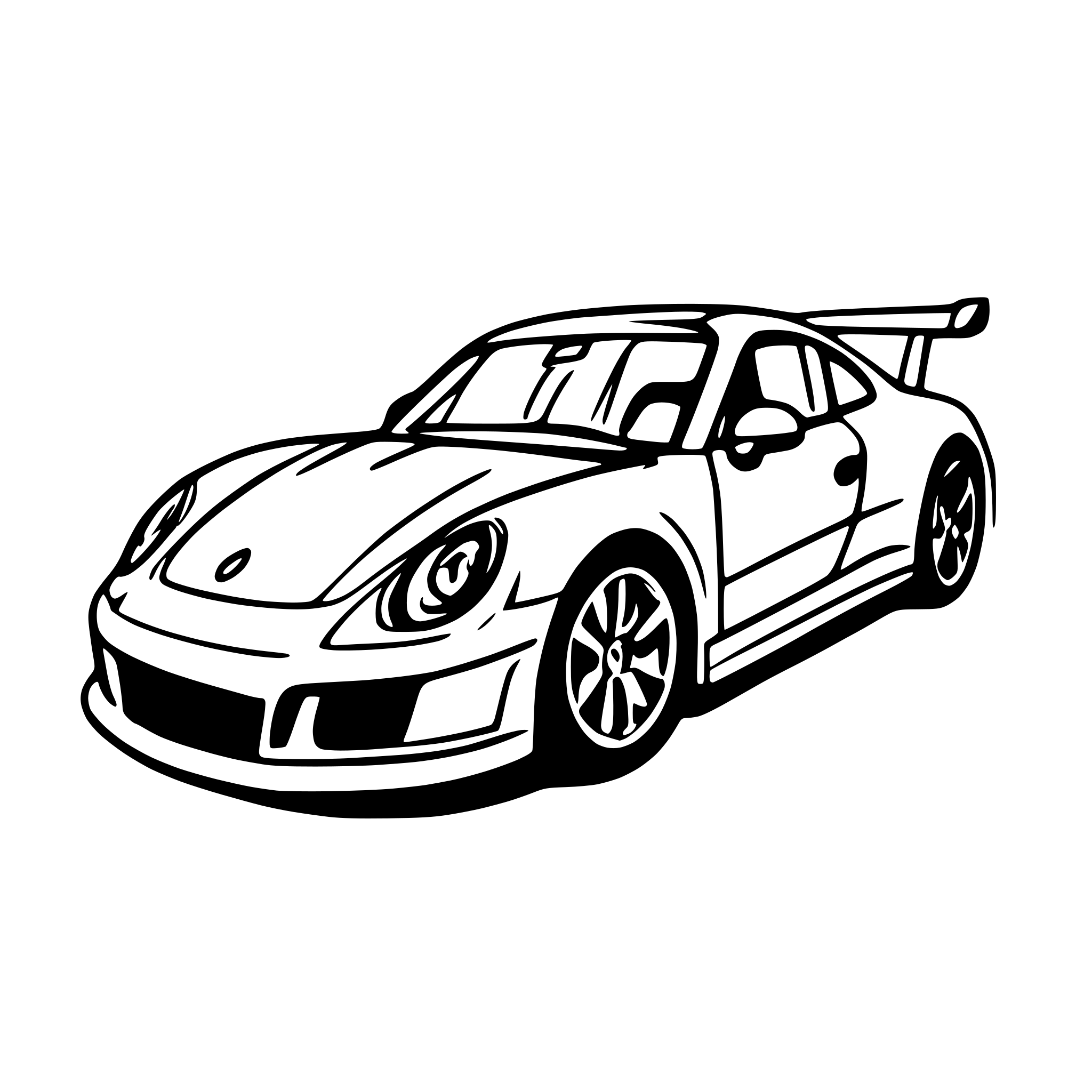 AI-generated SVG of a porche burning out
