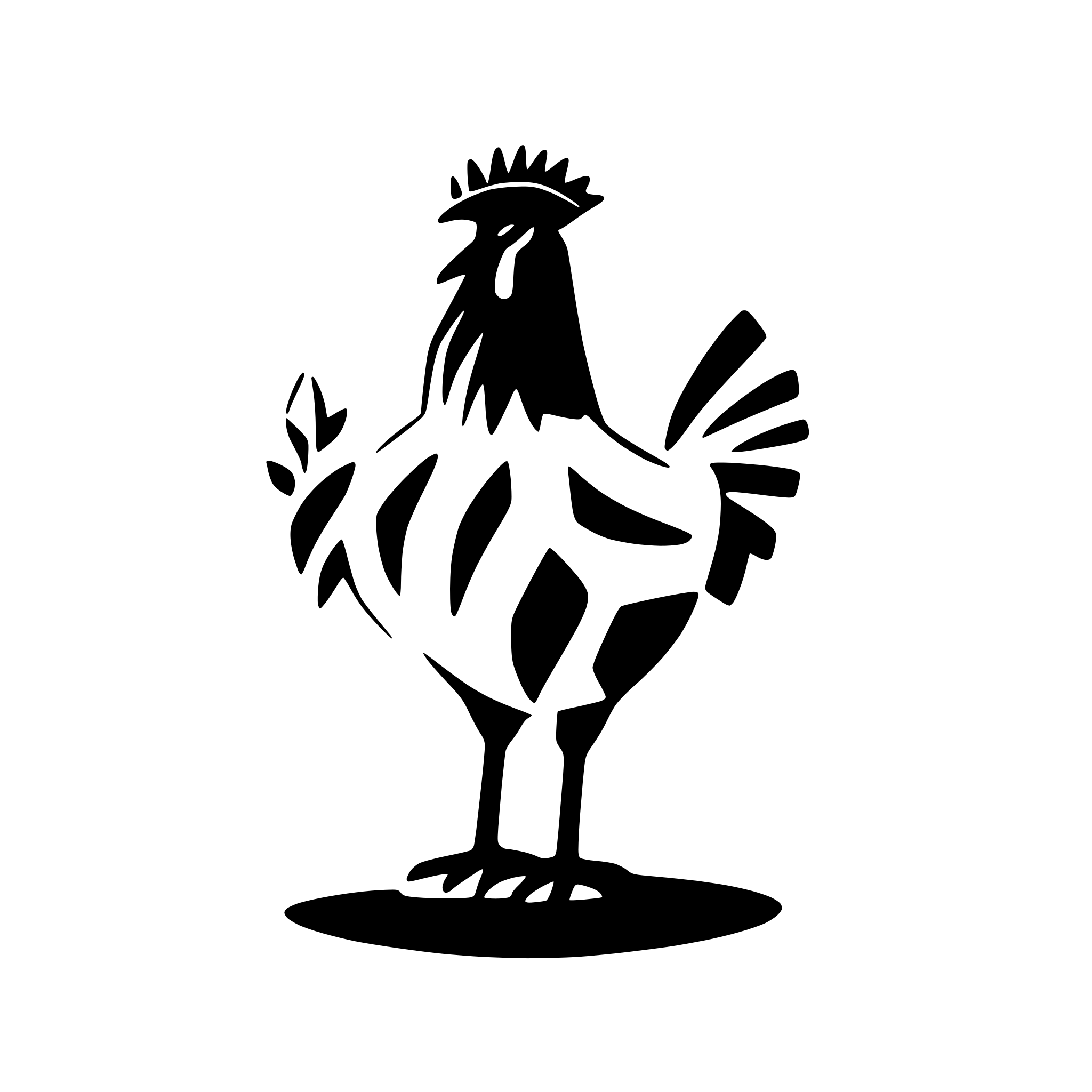 AI-generated SVG of a rooster crowing at sunrise