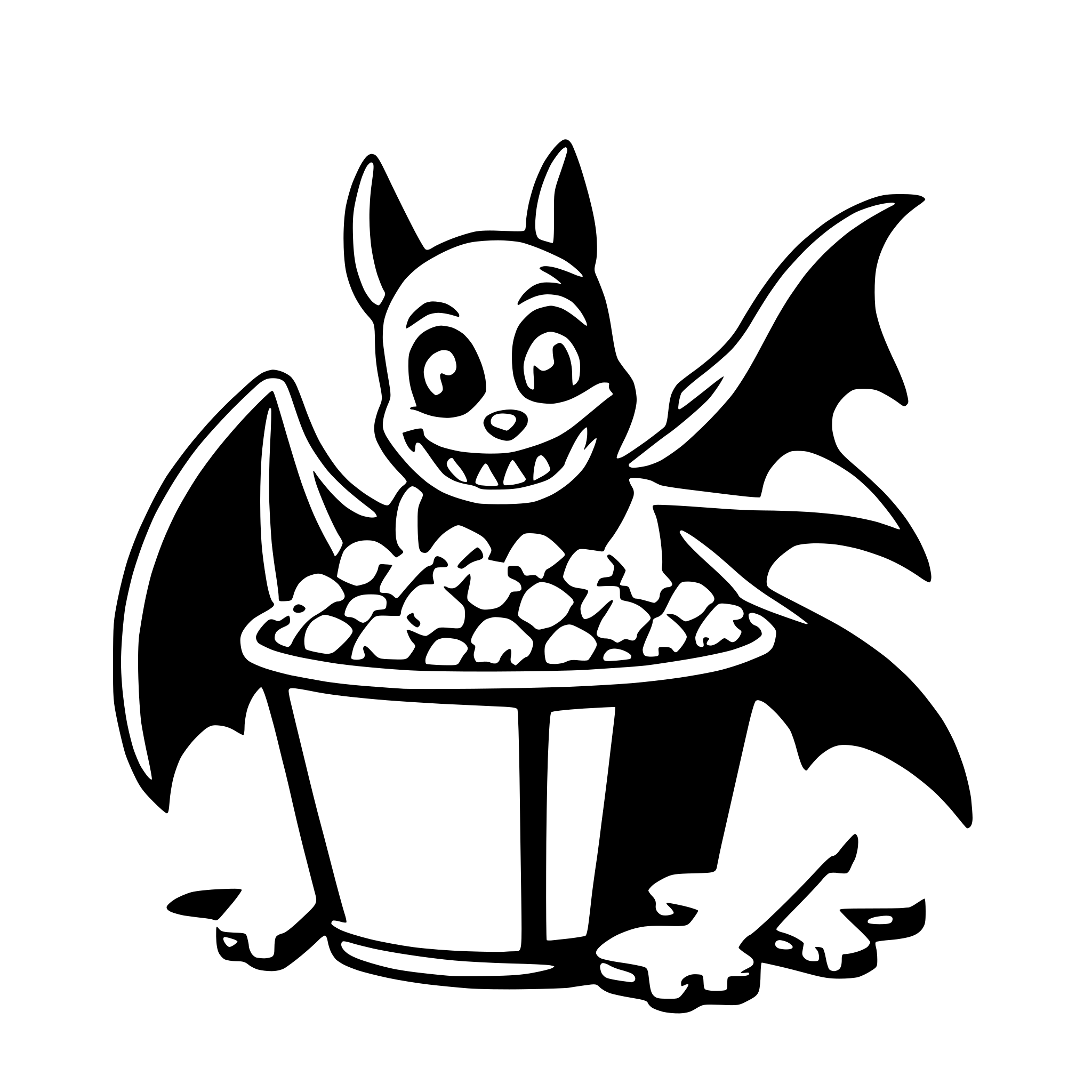 AI-generated SVG of 'bat with popcorn'