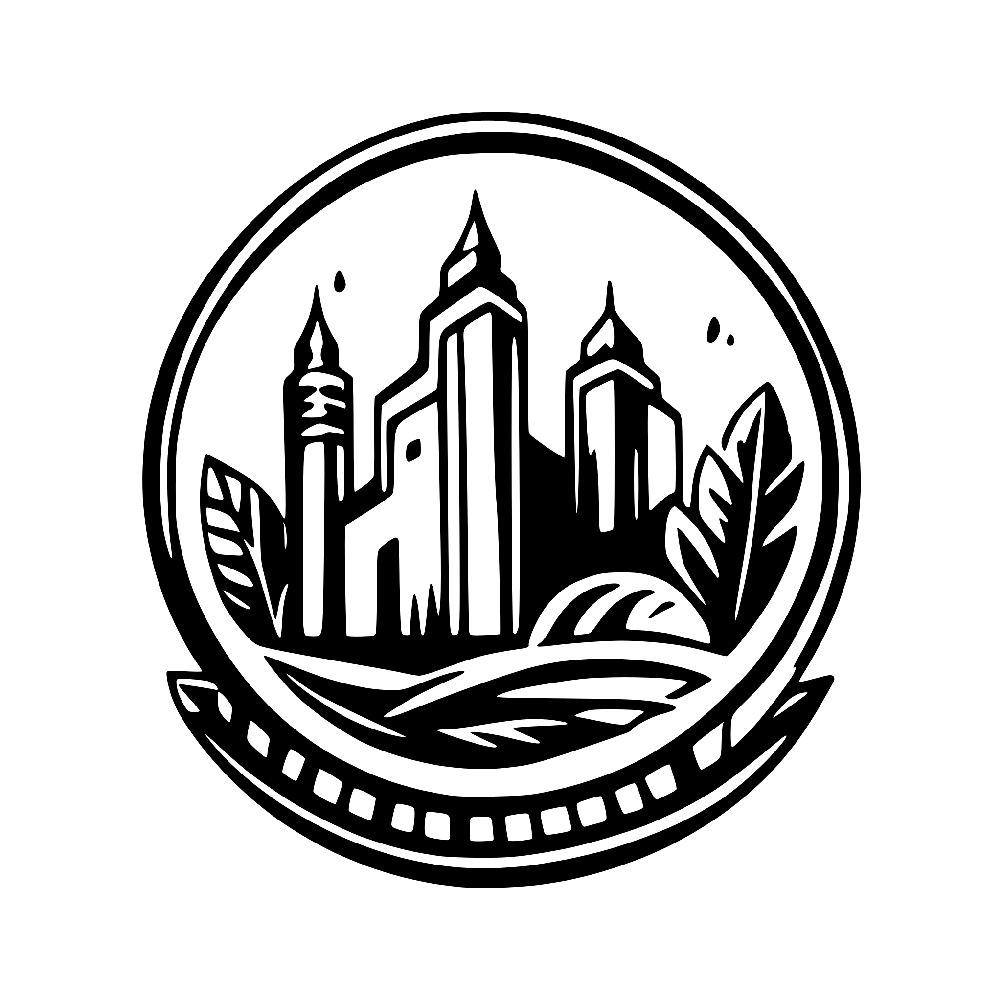 AI-generated SVG of a Riga skyline silhouette logo style