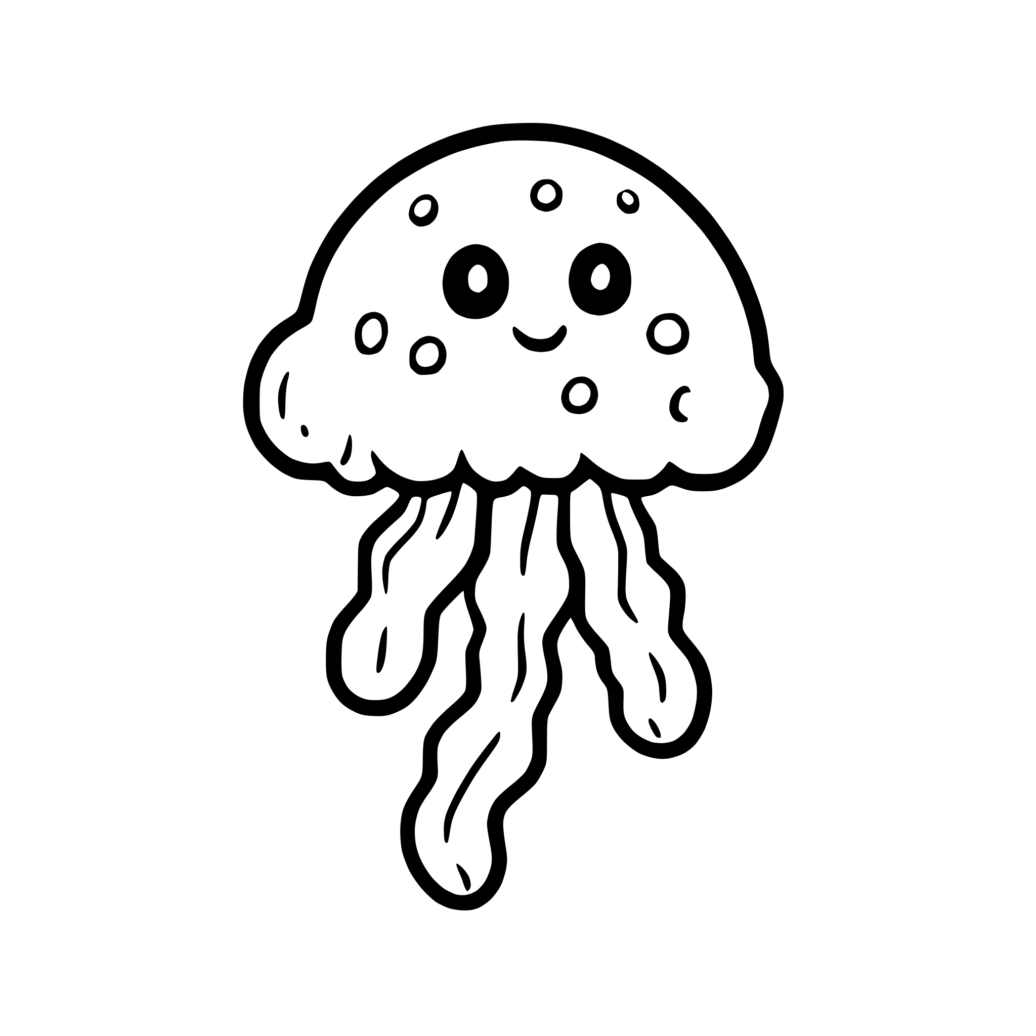 AI-generated SVG of a a rainbow-colored jellyfish
