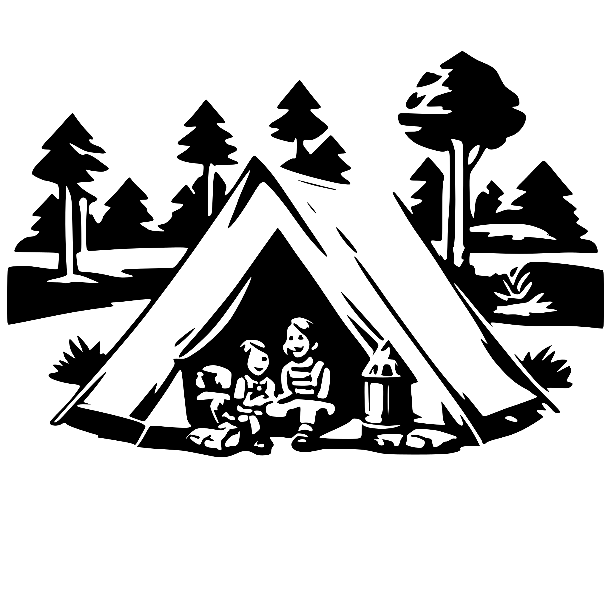 AI-generated SVG of a camping in a happy tent