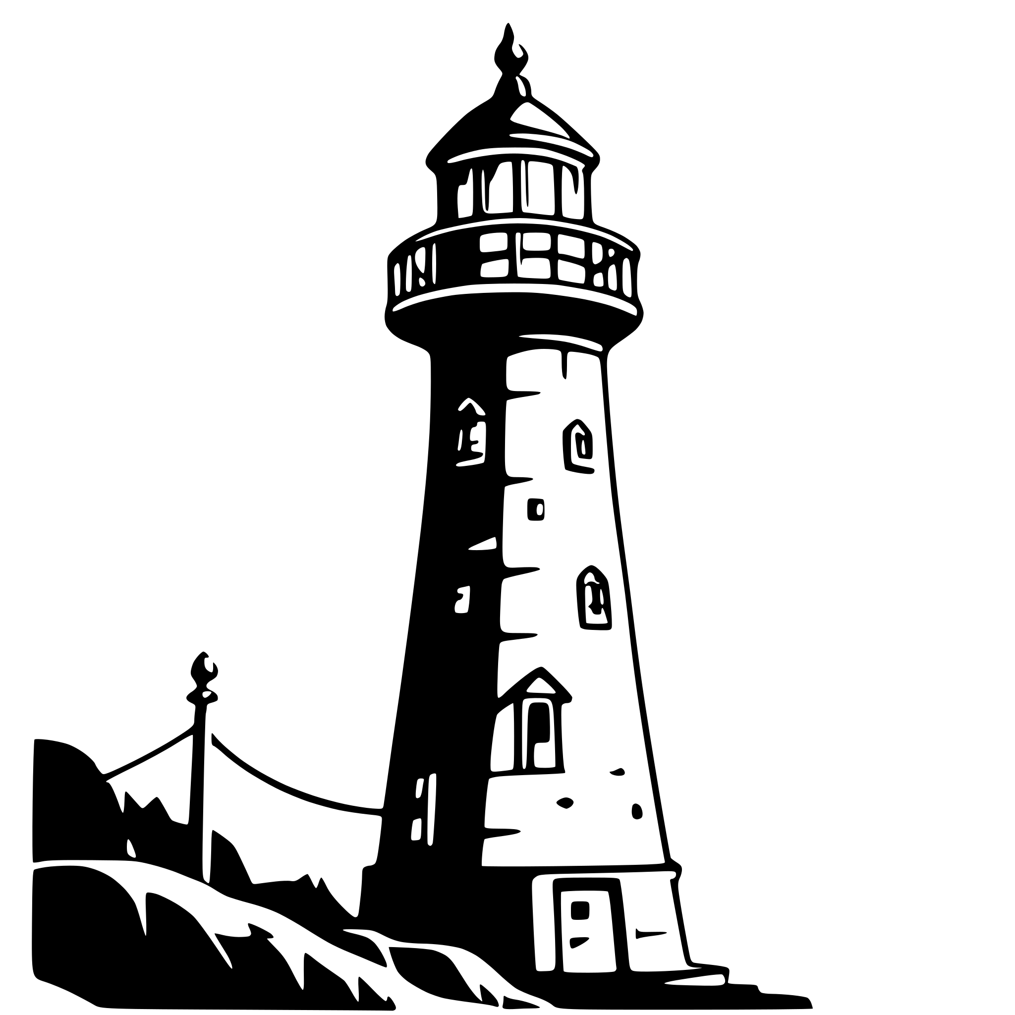 AI-generated SVG of a a lighthouse overlooking the ocean