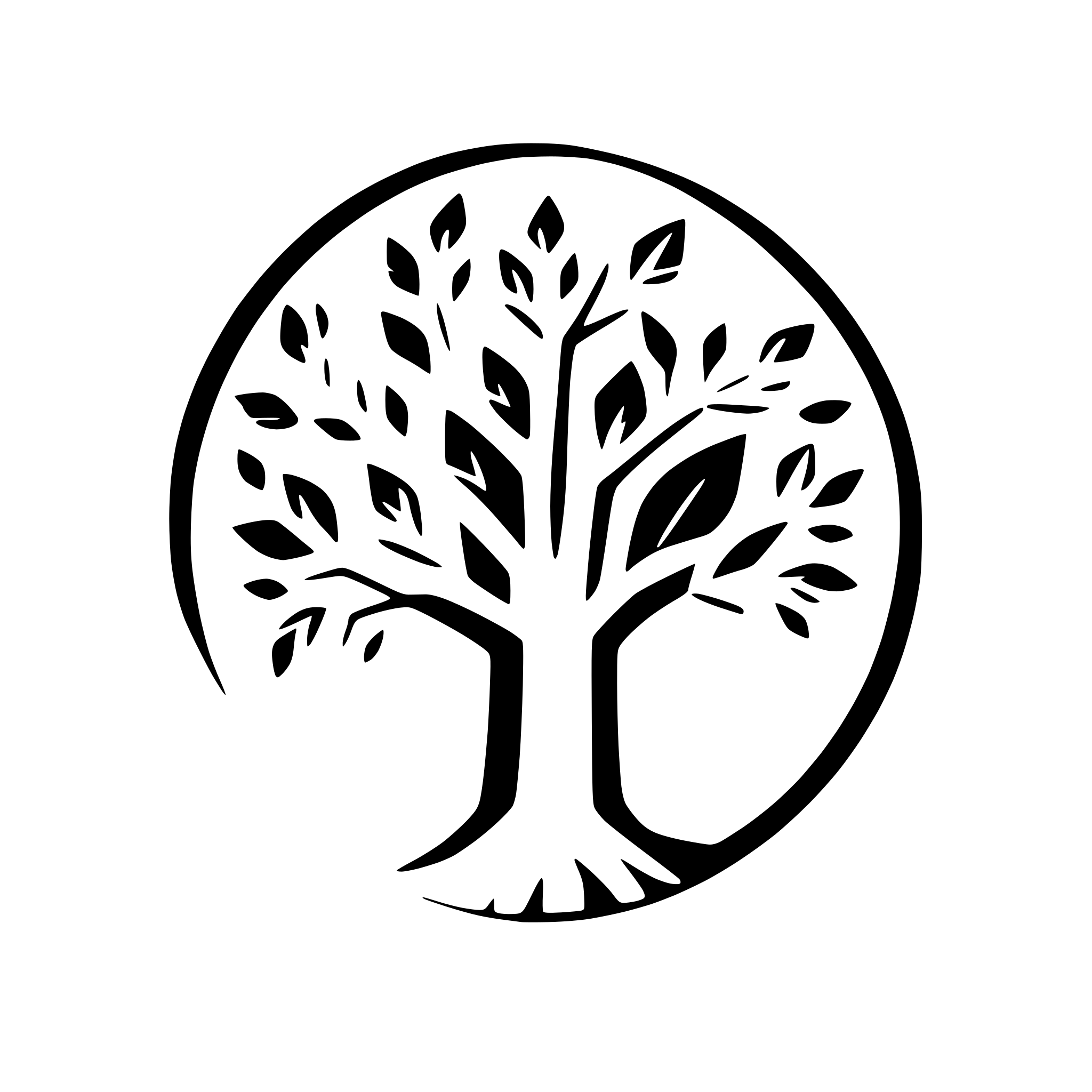AI-generated SVG of 'tree with falling leaves'