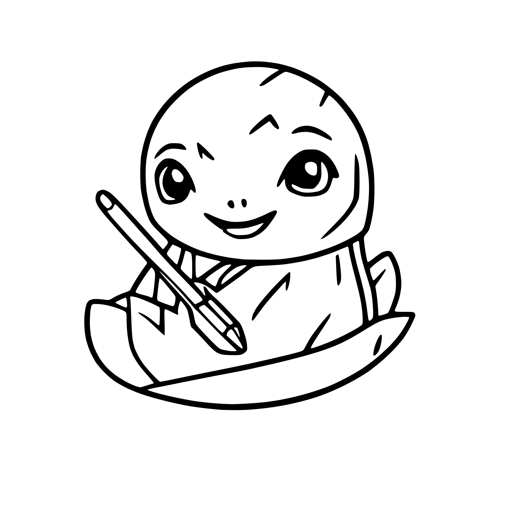 AI-generated SVG of a A seal holding a pen while swimming