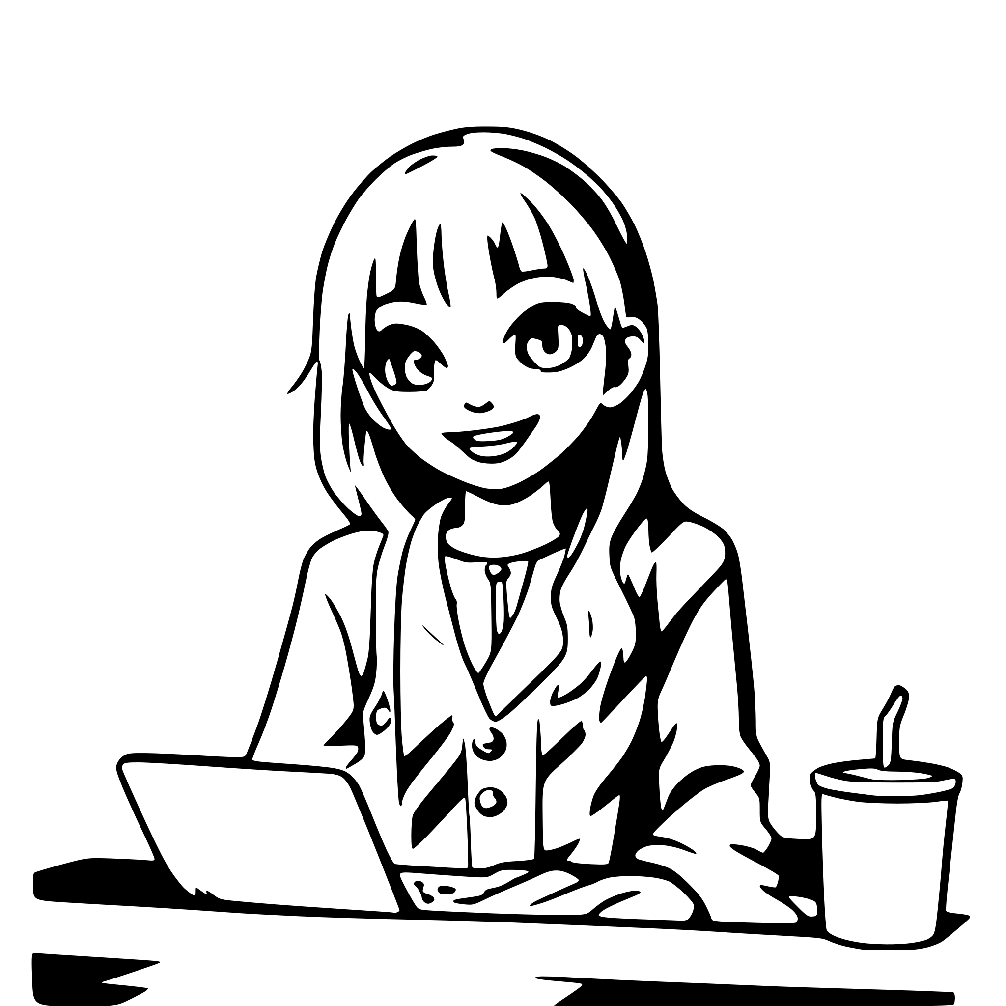 AI-generated SVG of a happy girl, tasks, productivity