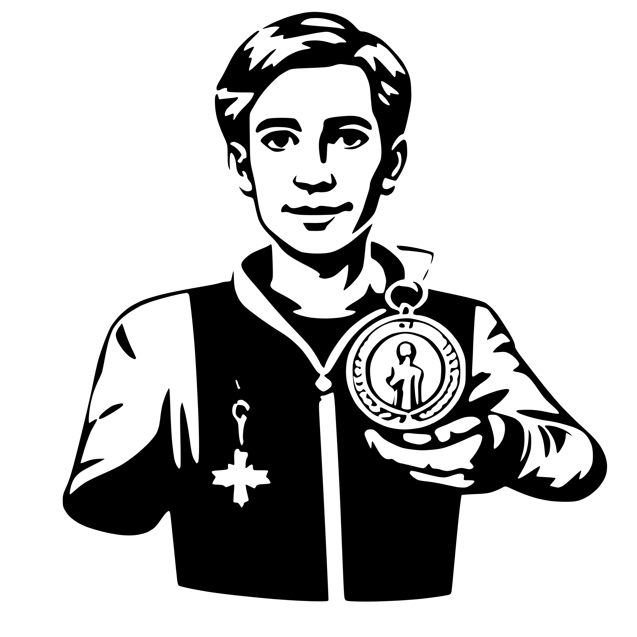 AI-generated SVG of a man holding medal