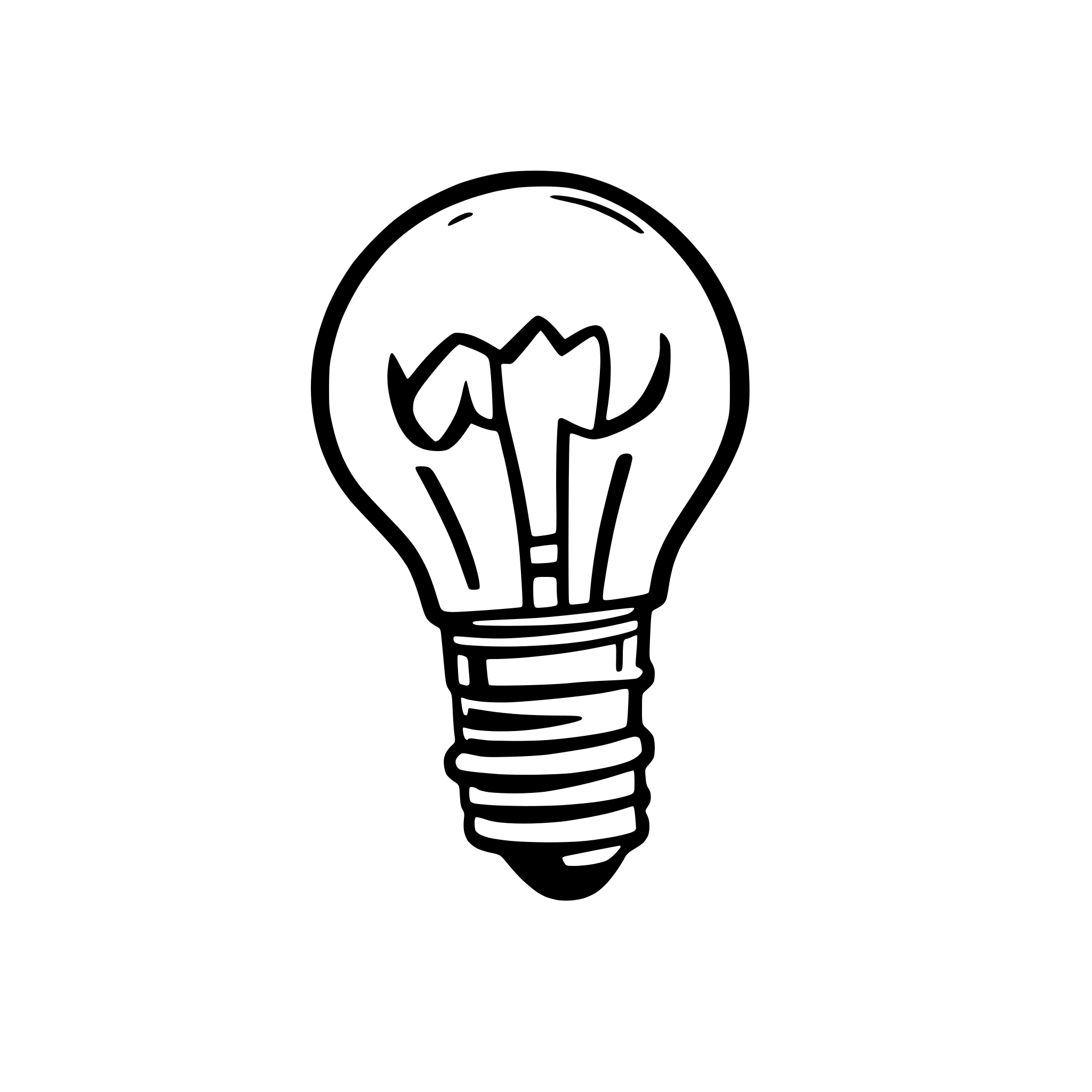 AI-generated SVG of a A simple SVG of a classic light bulb shape with a rounded top and a narrow base.