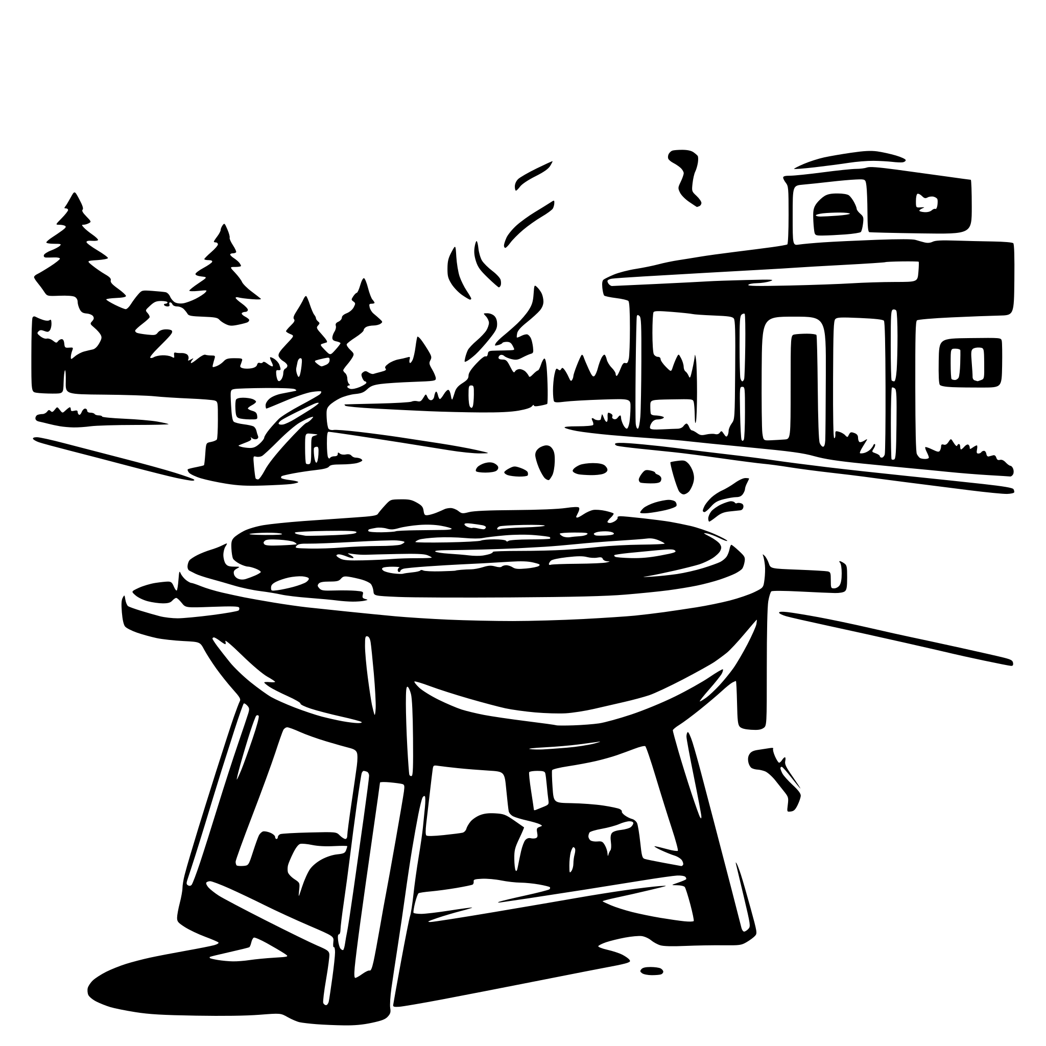 AI-generated SVG of a Churrasqueira de concreto pegando fogo