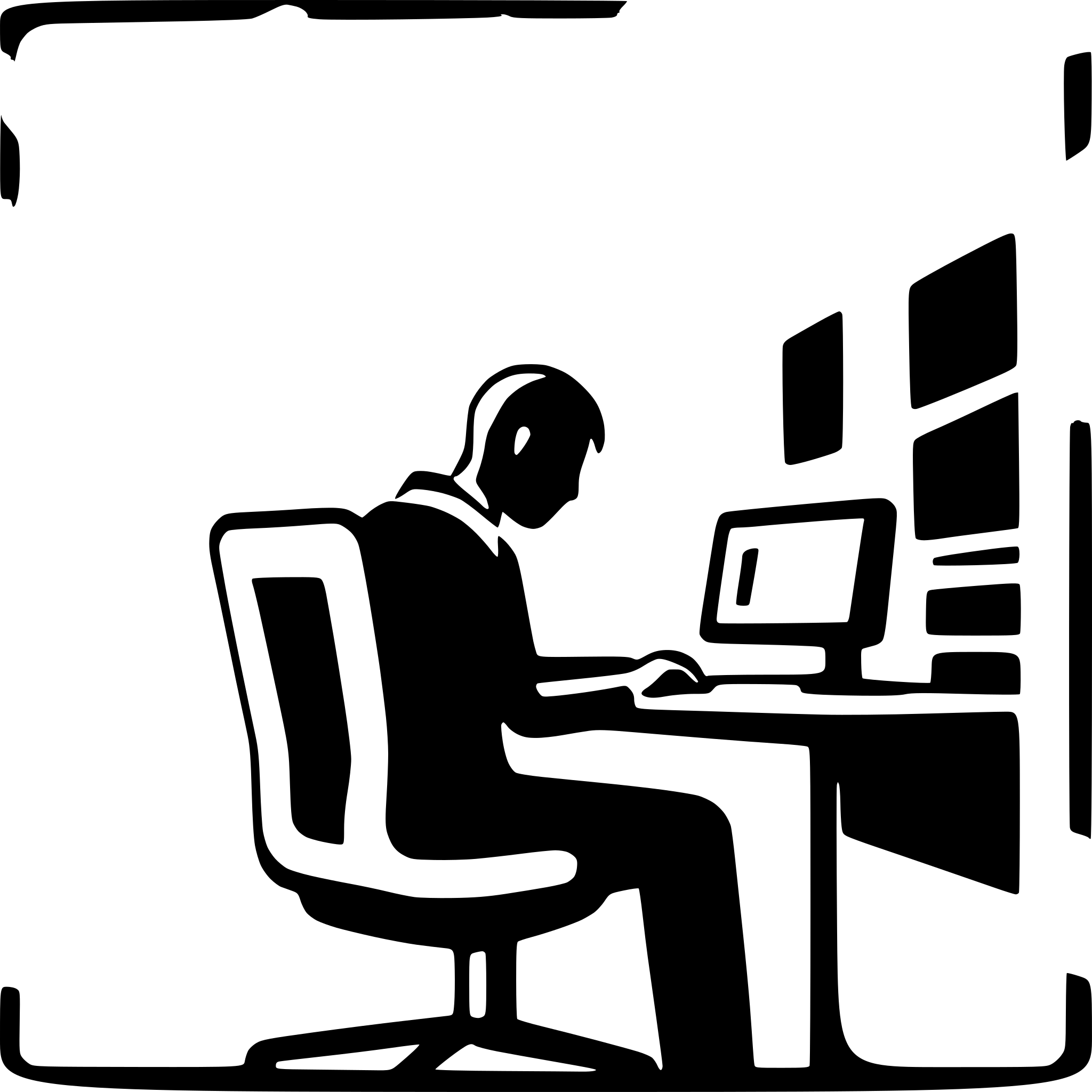 AI-generated SVG of a man working on computer in office