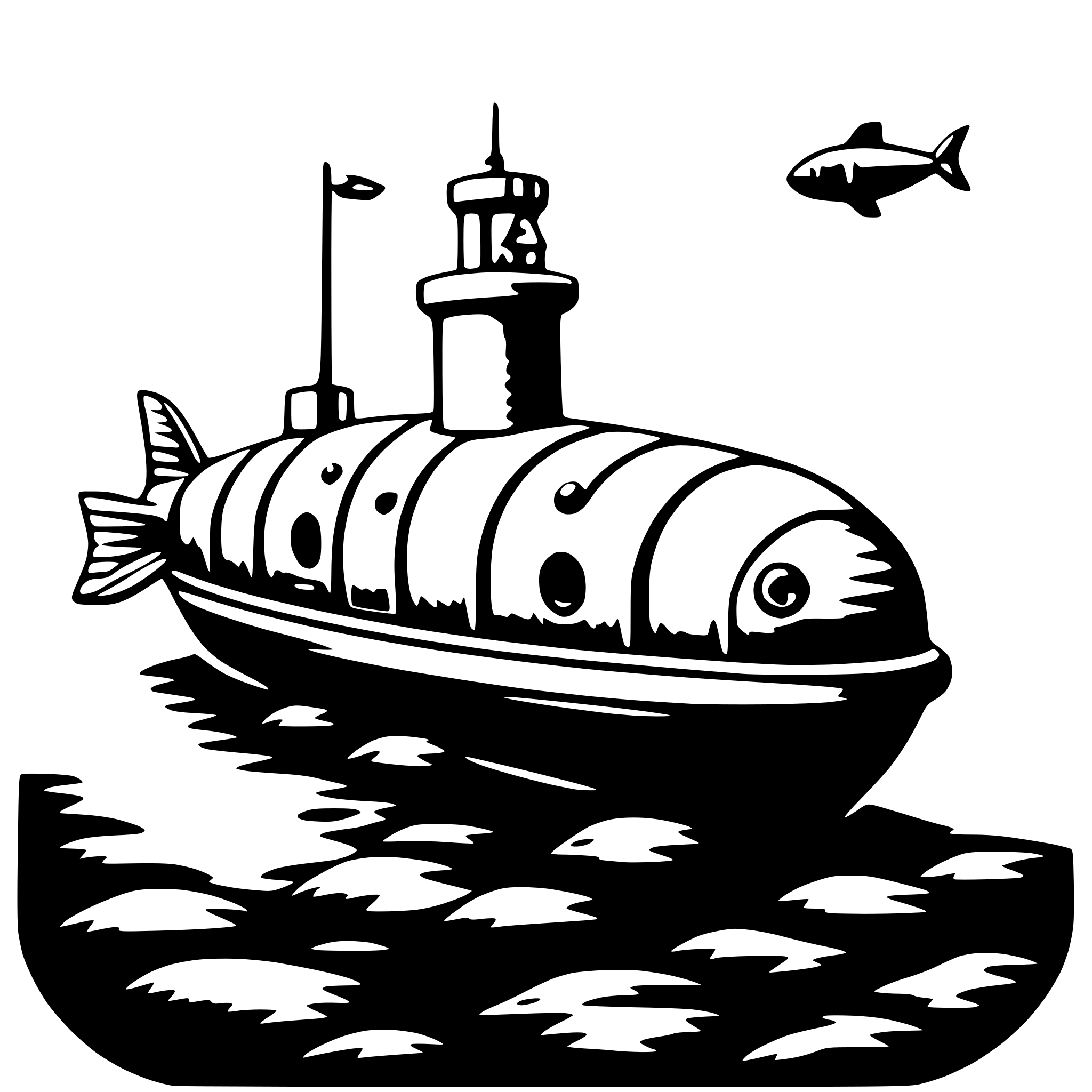 AI-generated SVG of a submarine and fish