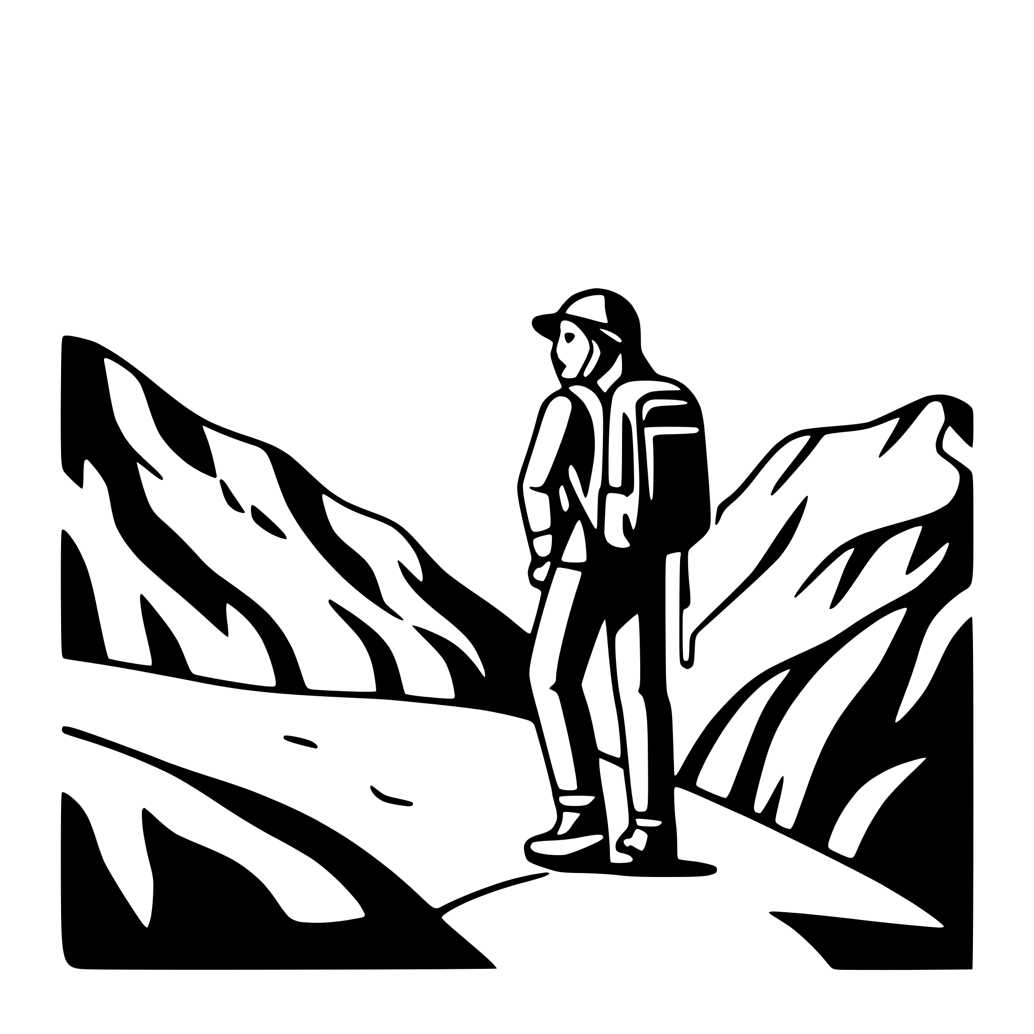 AI-generated SVG of a hiker on mountain trail