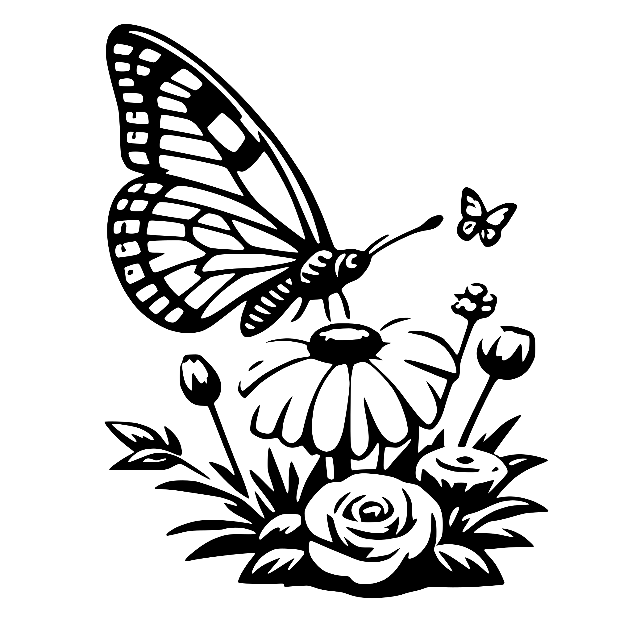 AI-generated SVG of 'butterfly and flowers'