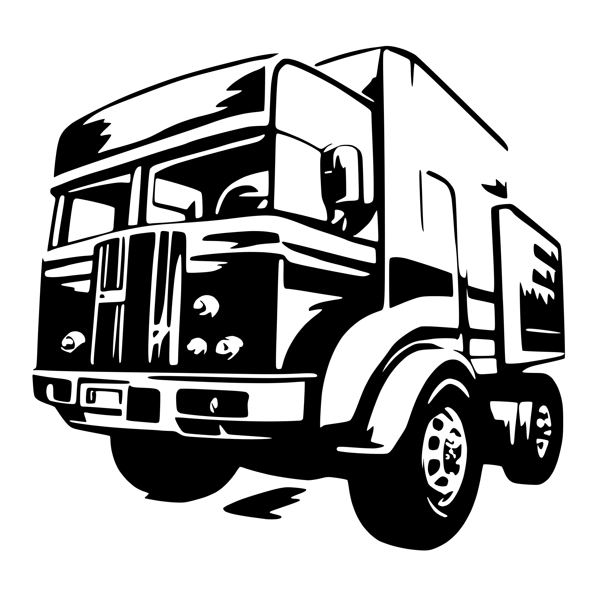 AI-generated SVG of '18 wheeler truck driving by'