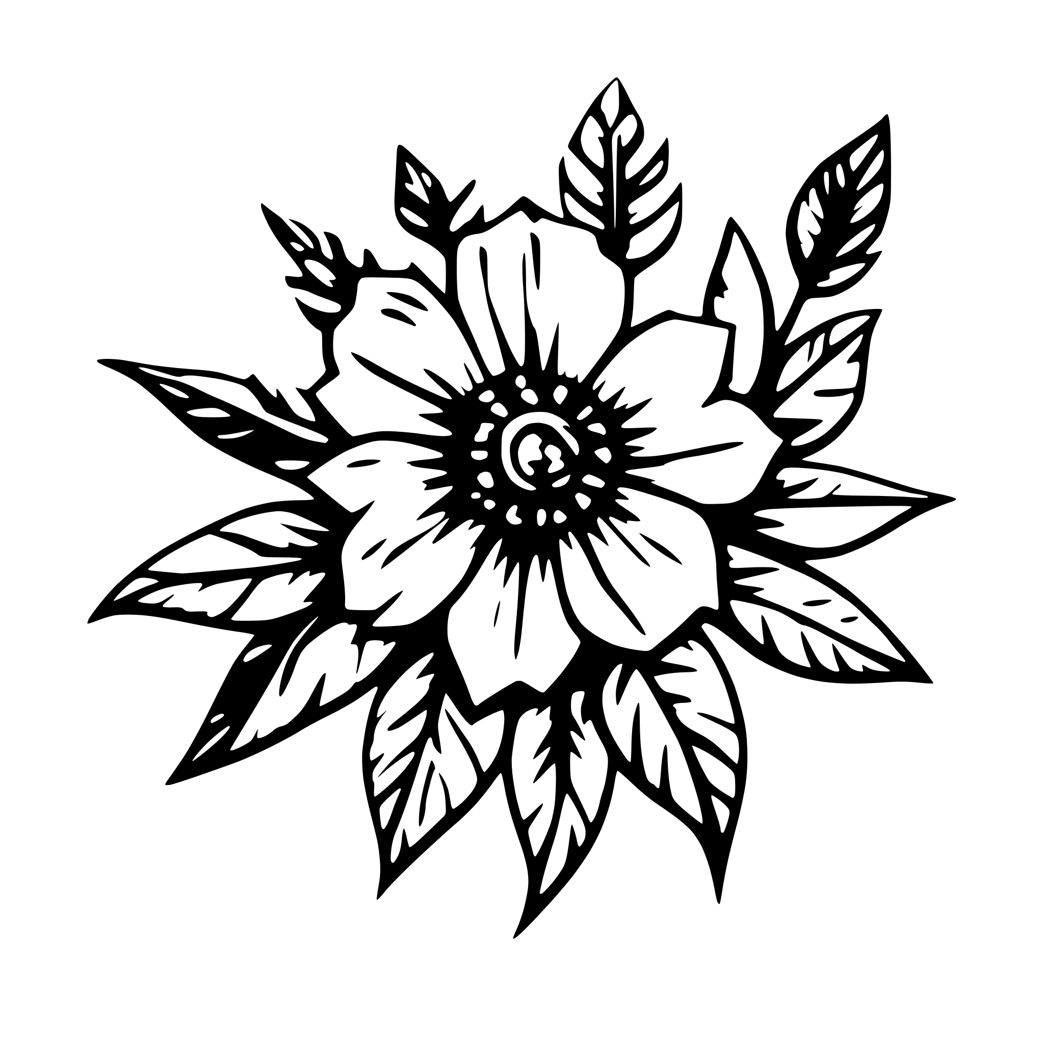 AI-generated SVG of a Floral tattoo minimalist fine-line design