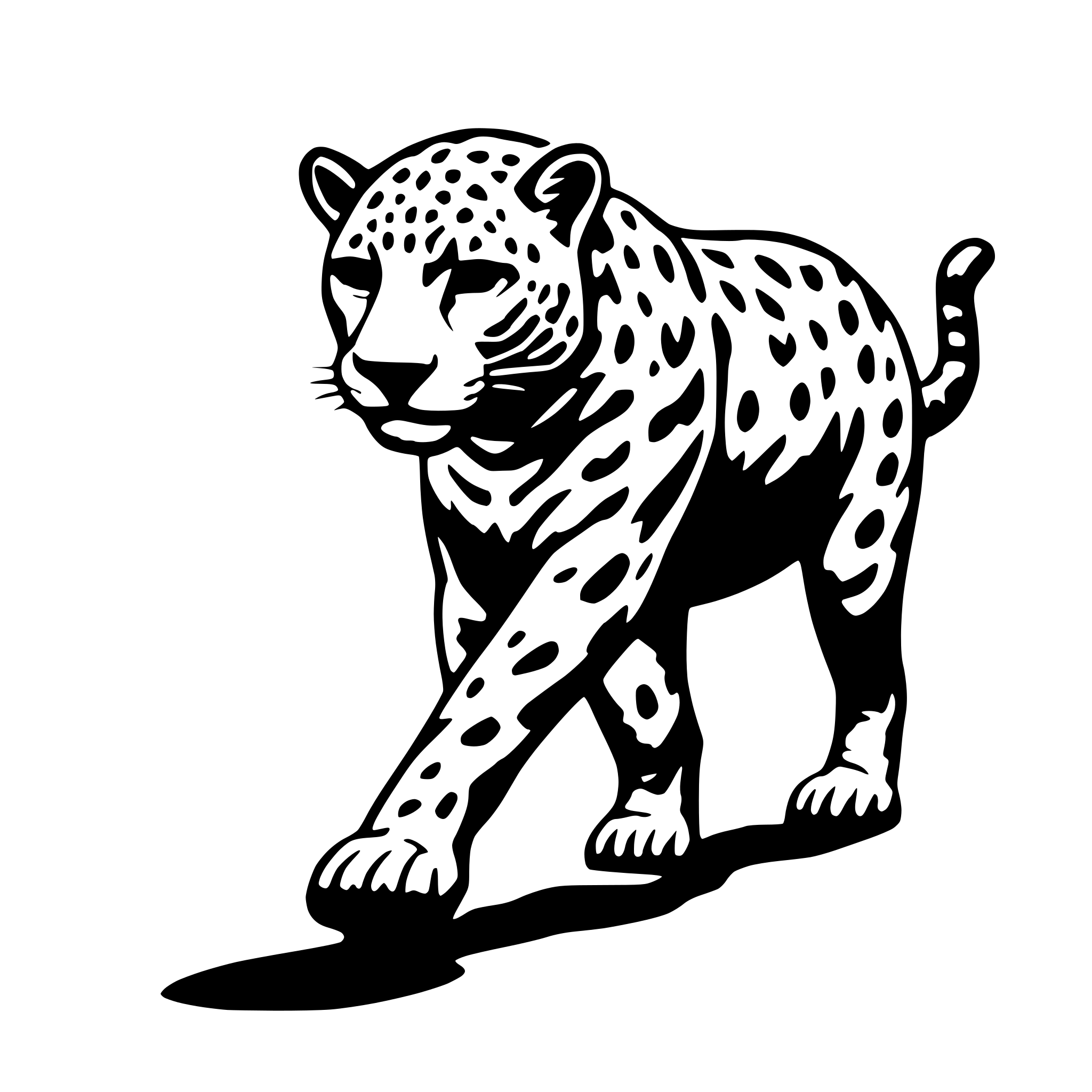 AI-generated SVG of a jaguar walking