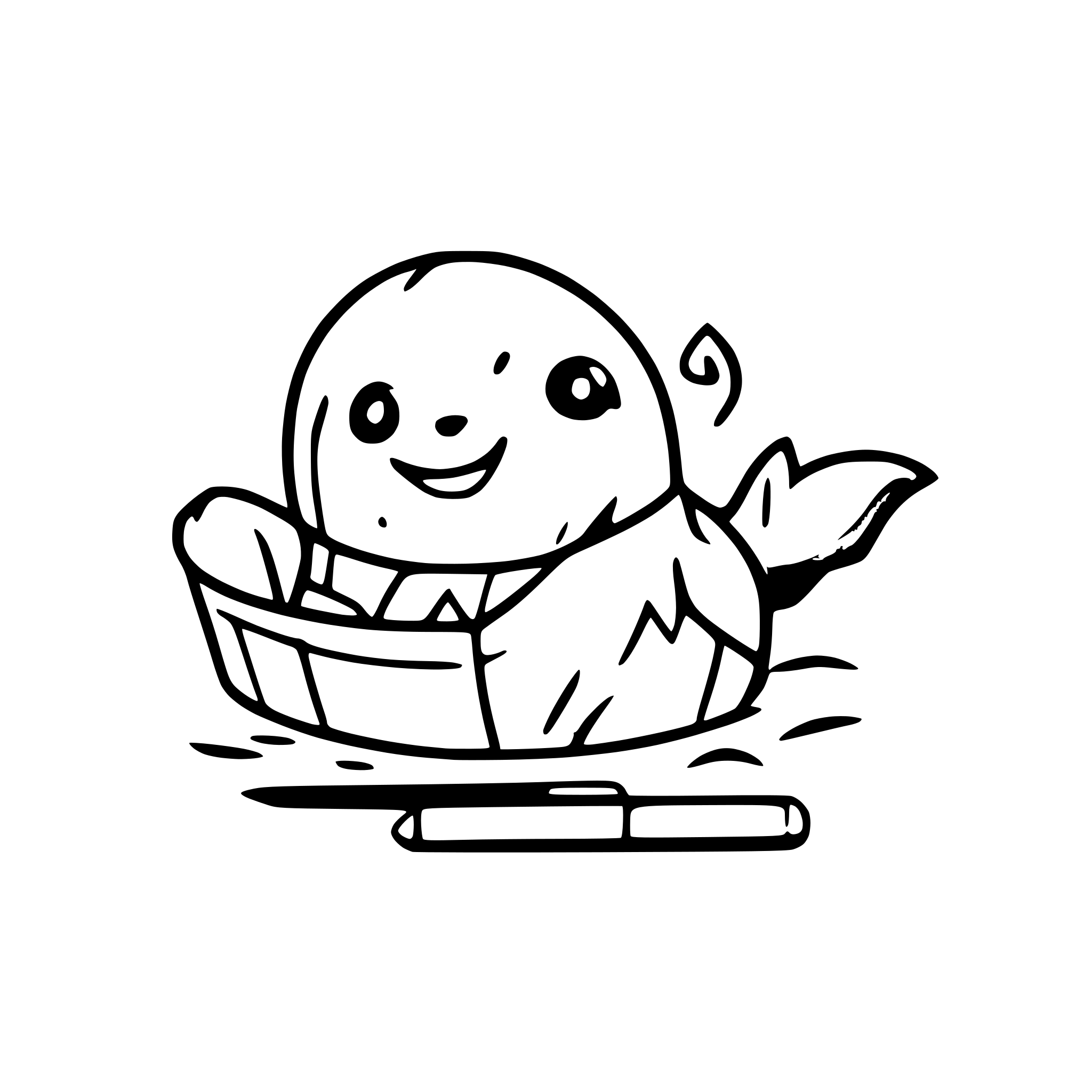 AI-generated SVG of a A seal holding a pen while swimming