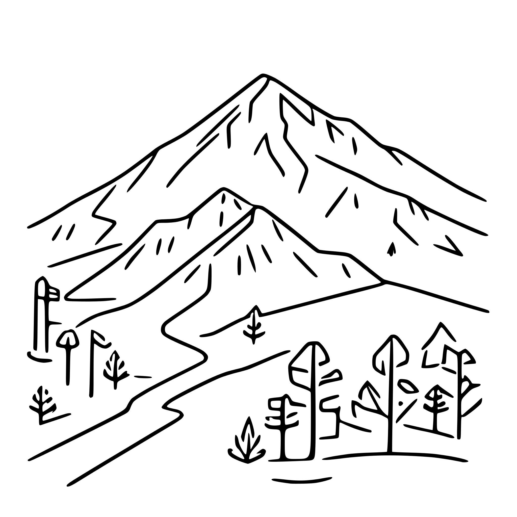 AI-generated SVG of a Map of ski resort with multiple trails.