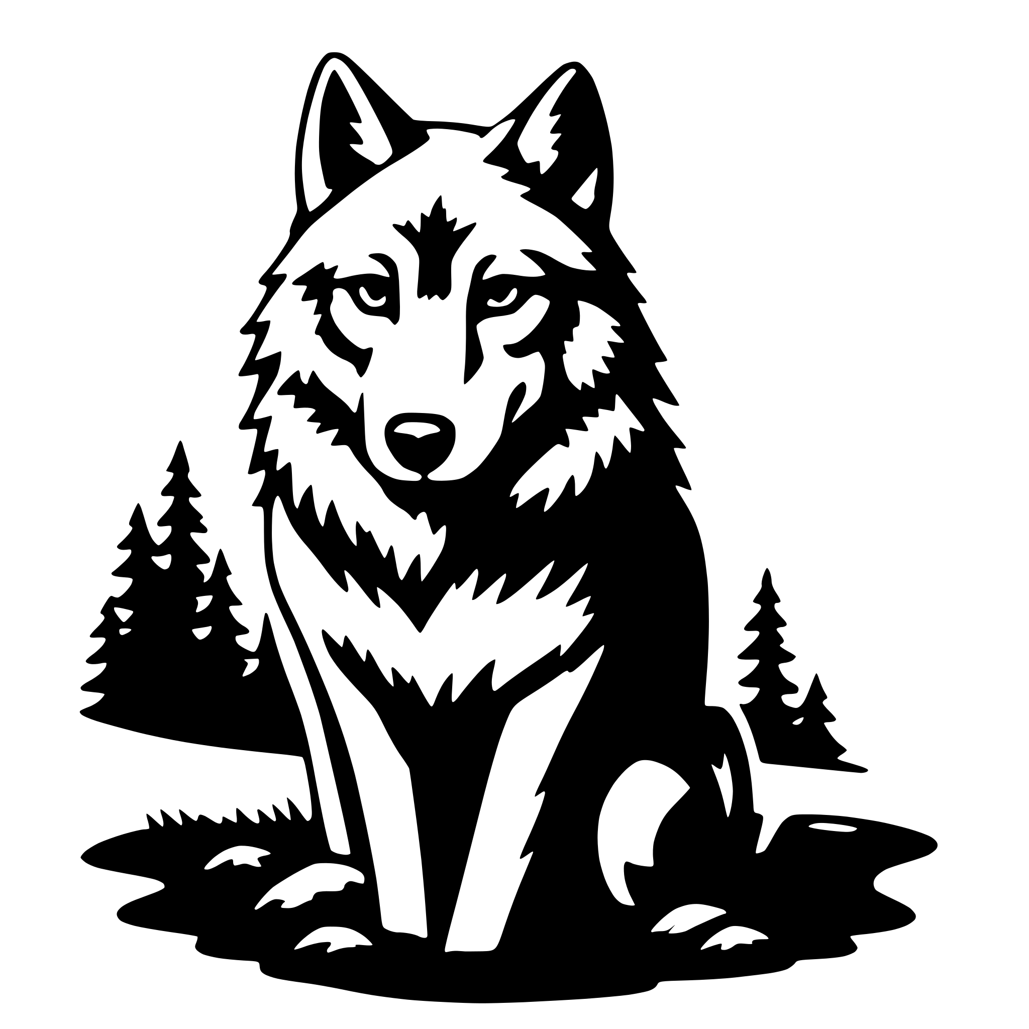 AI-generated SVG of 'wolf in moonlight'