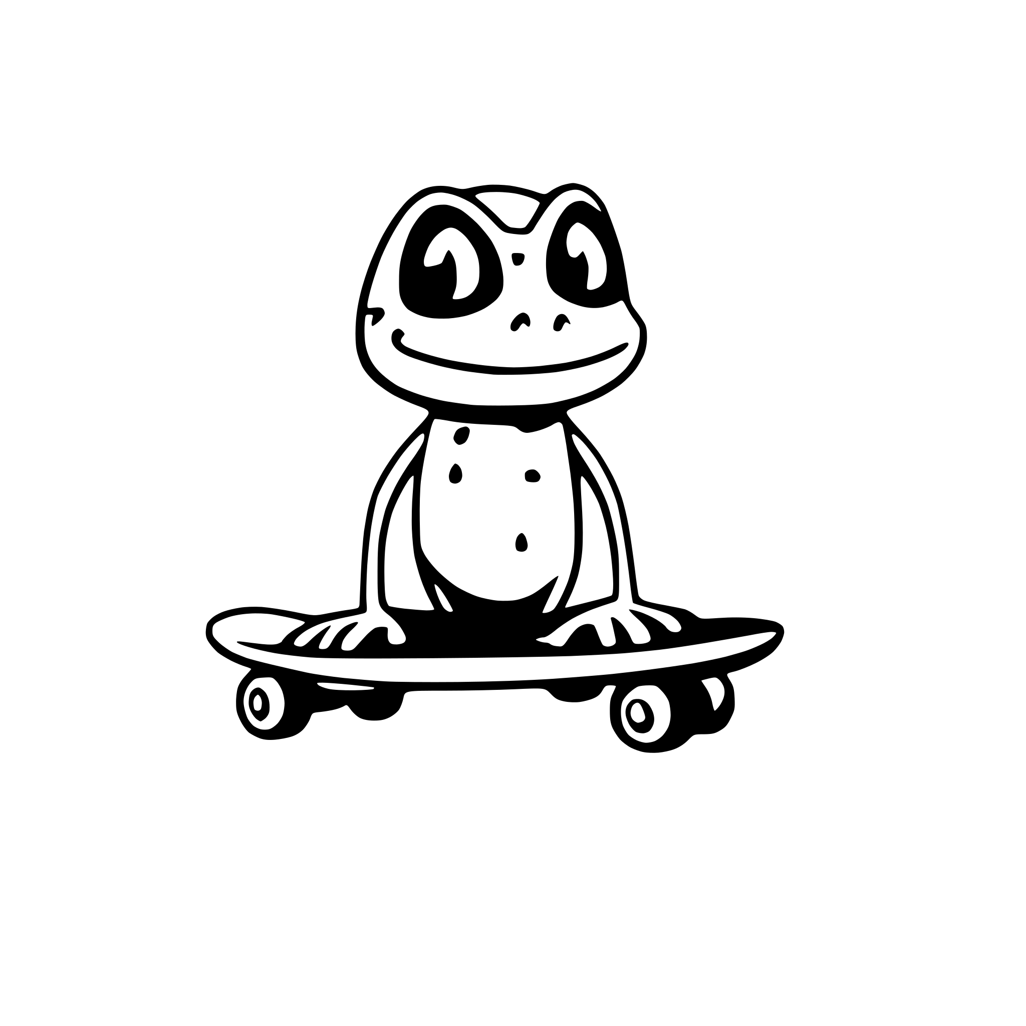 AI-generated SVG of a a funny frog on a skateboard