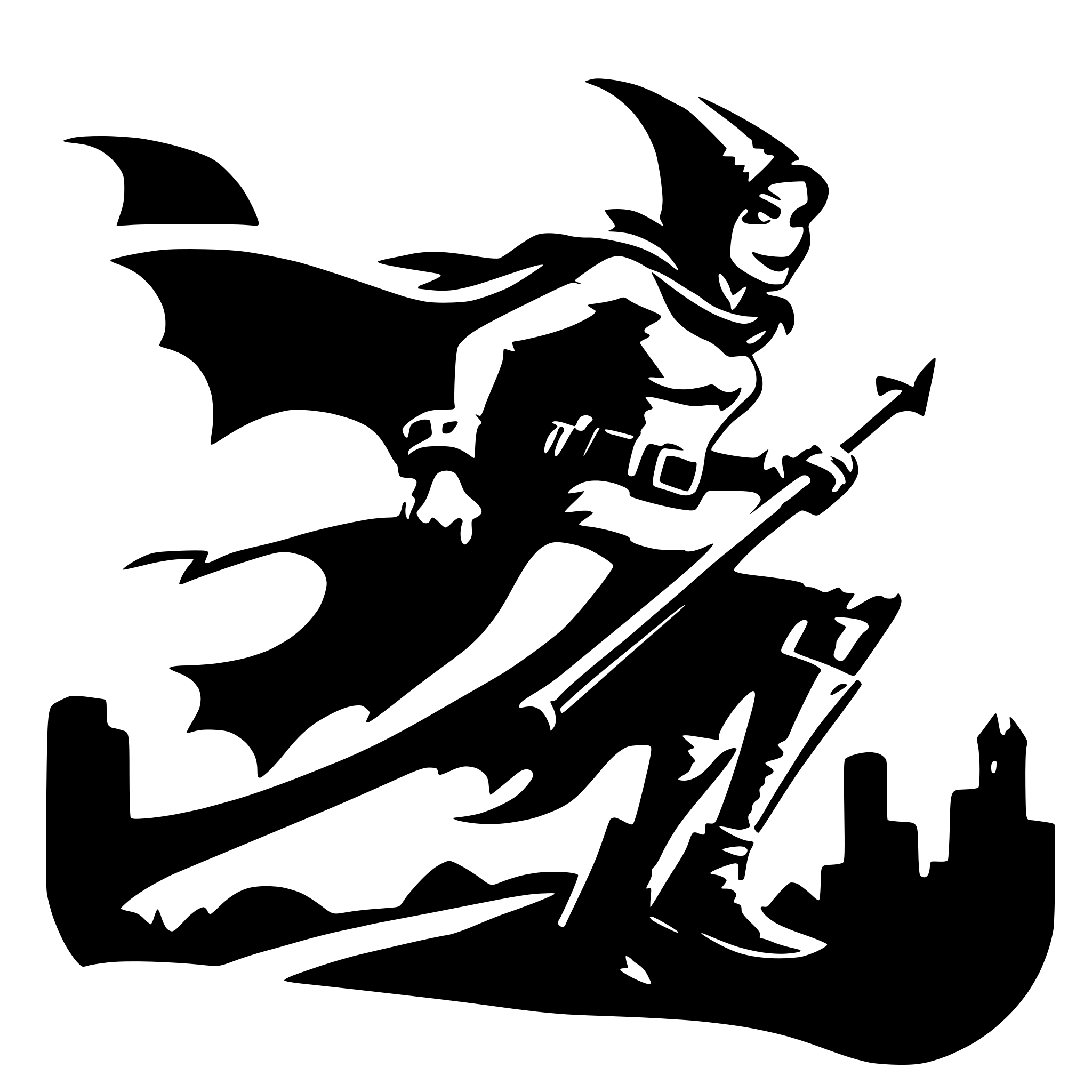 AI-generated SVG of a witch flying on a broom with batman