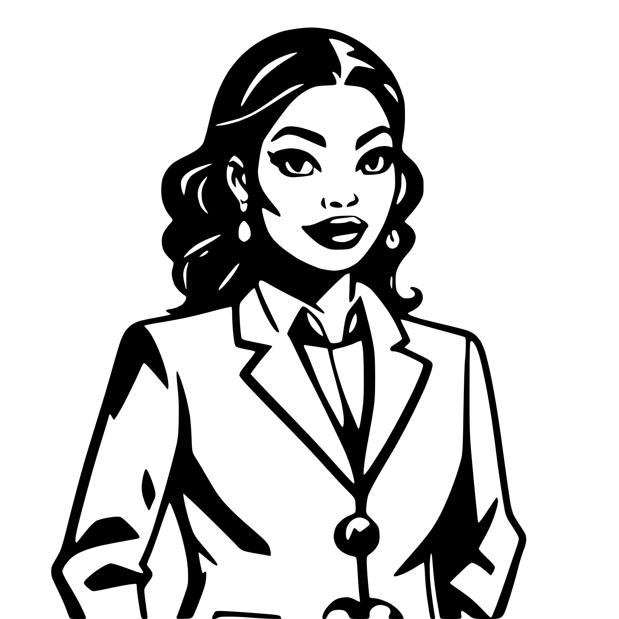 AI-generated SVG of a pop art, comic-style woman of indigenous descent in business clothes