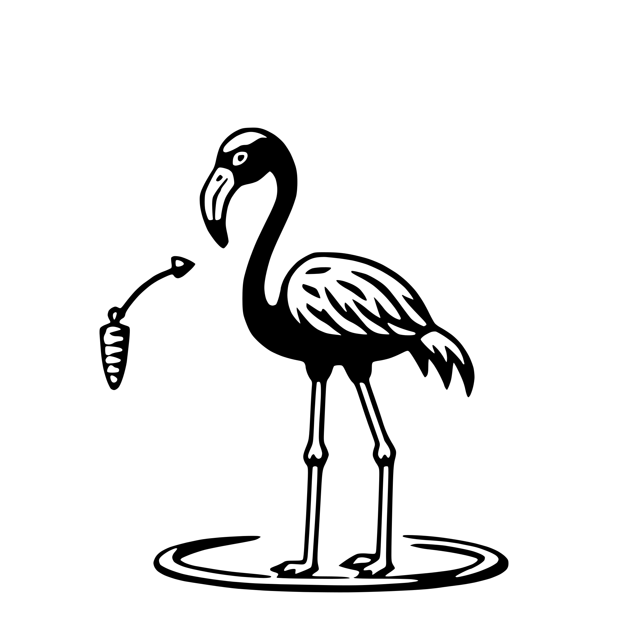 AI-generated SVG of a flamingo with hula hoop