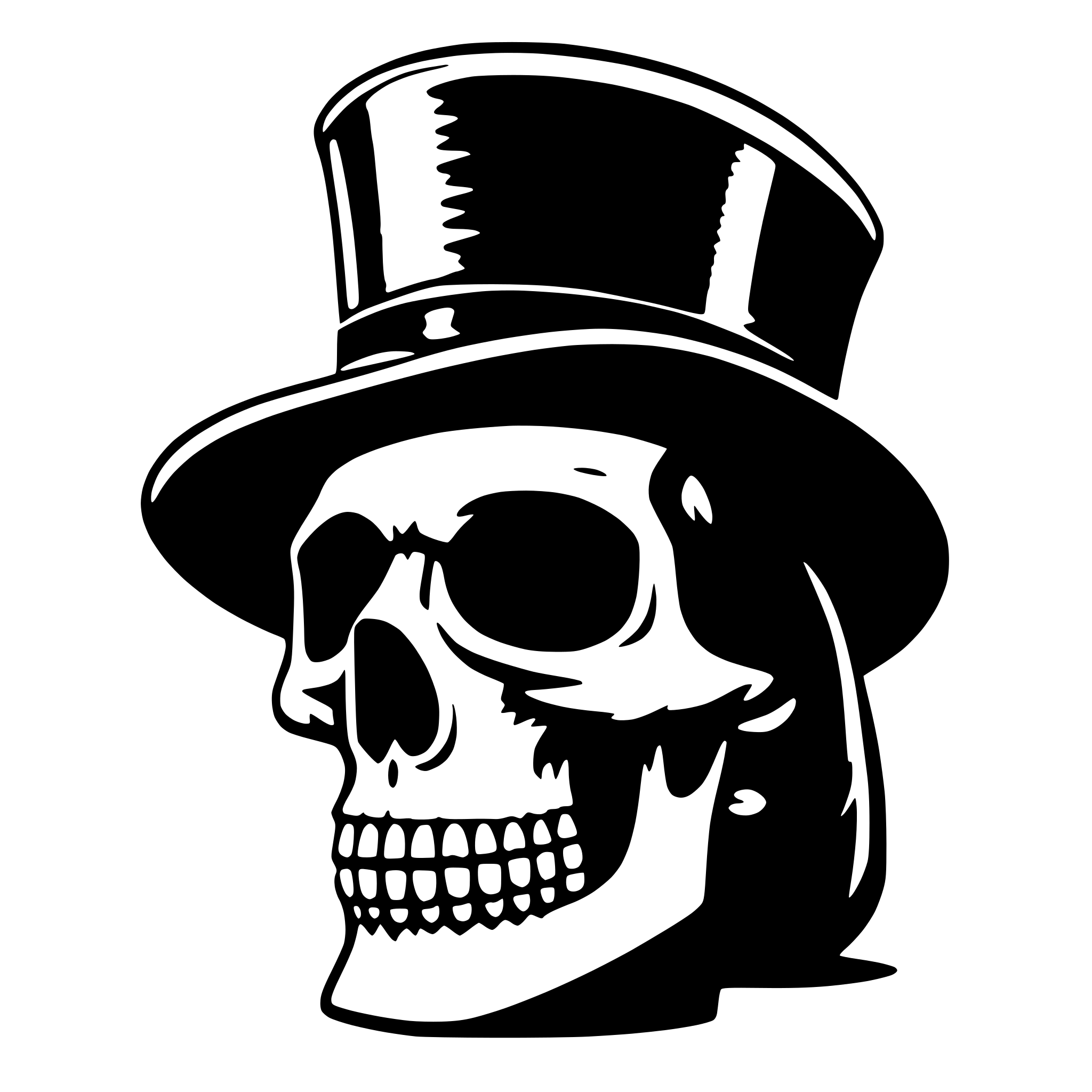 AI-generated SVG of 'a skull with hat cylinder'