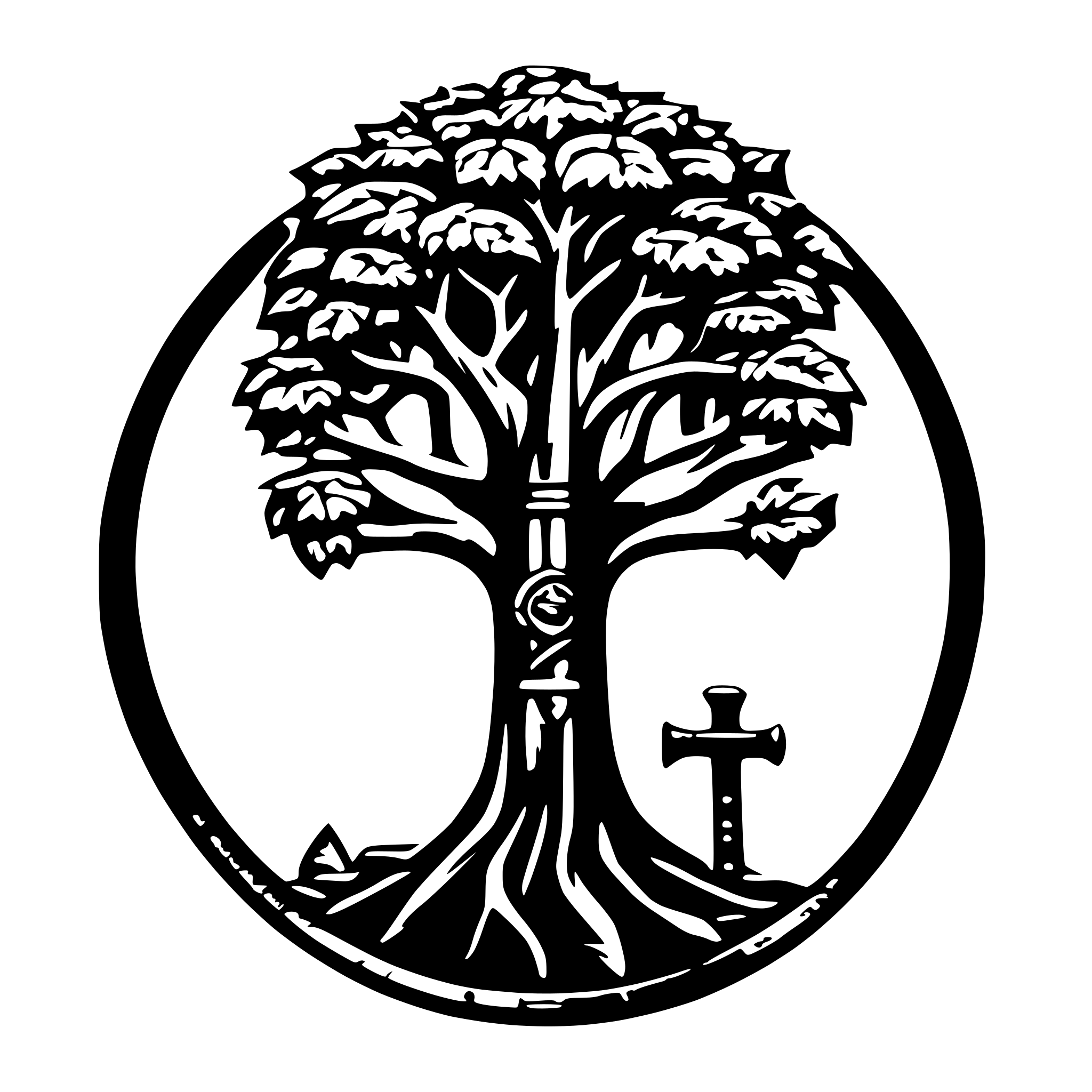 AI-generated SVG of 'yggdrasil with mjollnir'