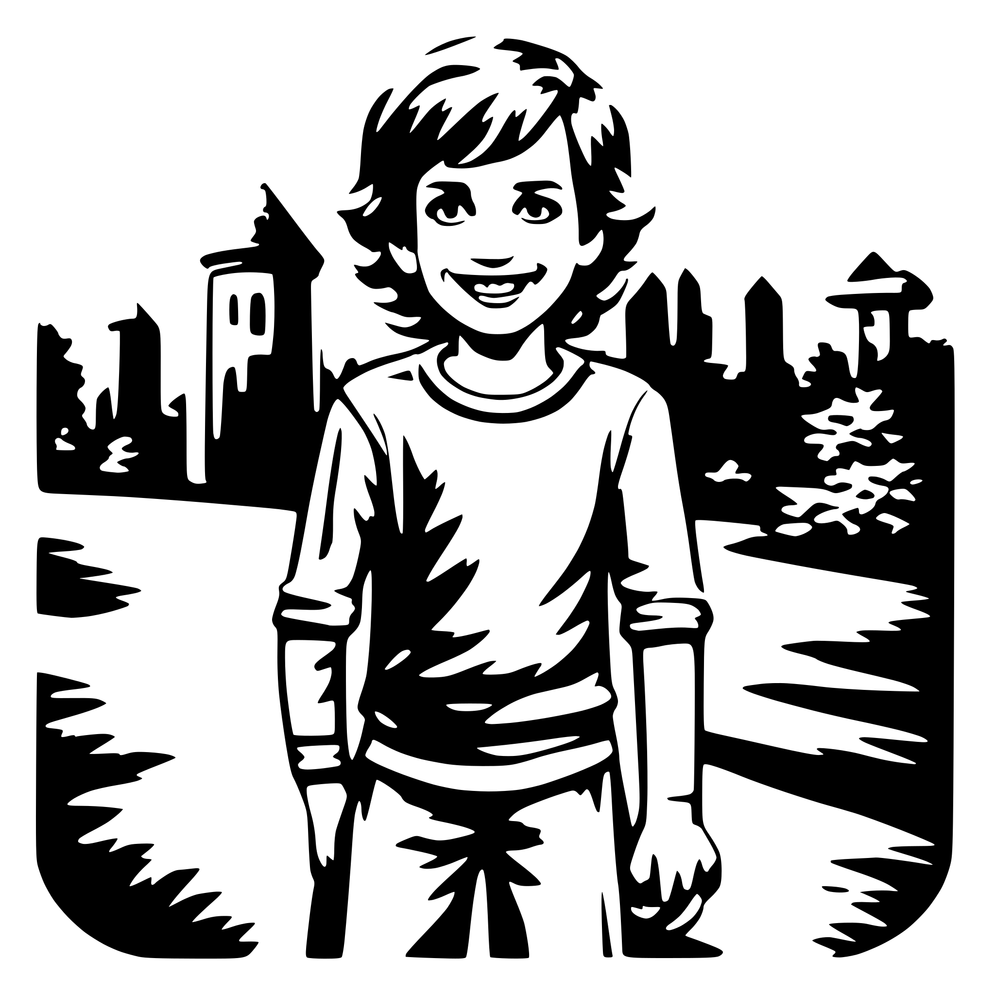 AI-generated SVG of a happy young boy in 90' style