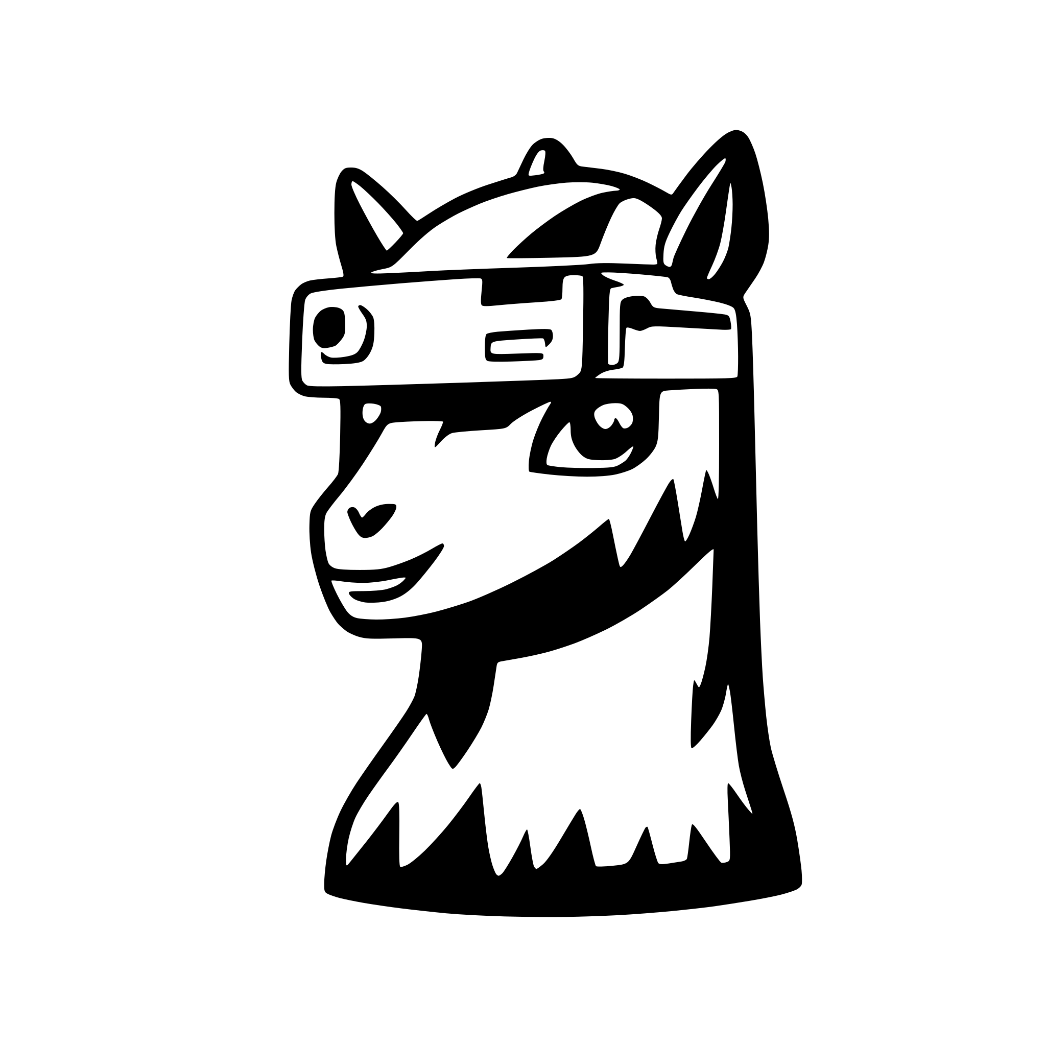 AI-generated SVG of a simple flat icon llama with virtual reality goggles. Don't add any shadows