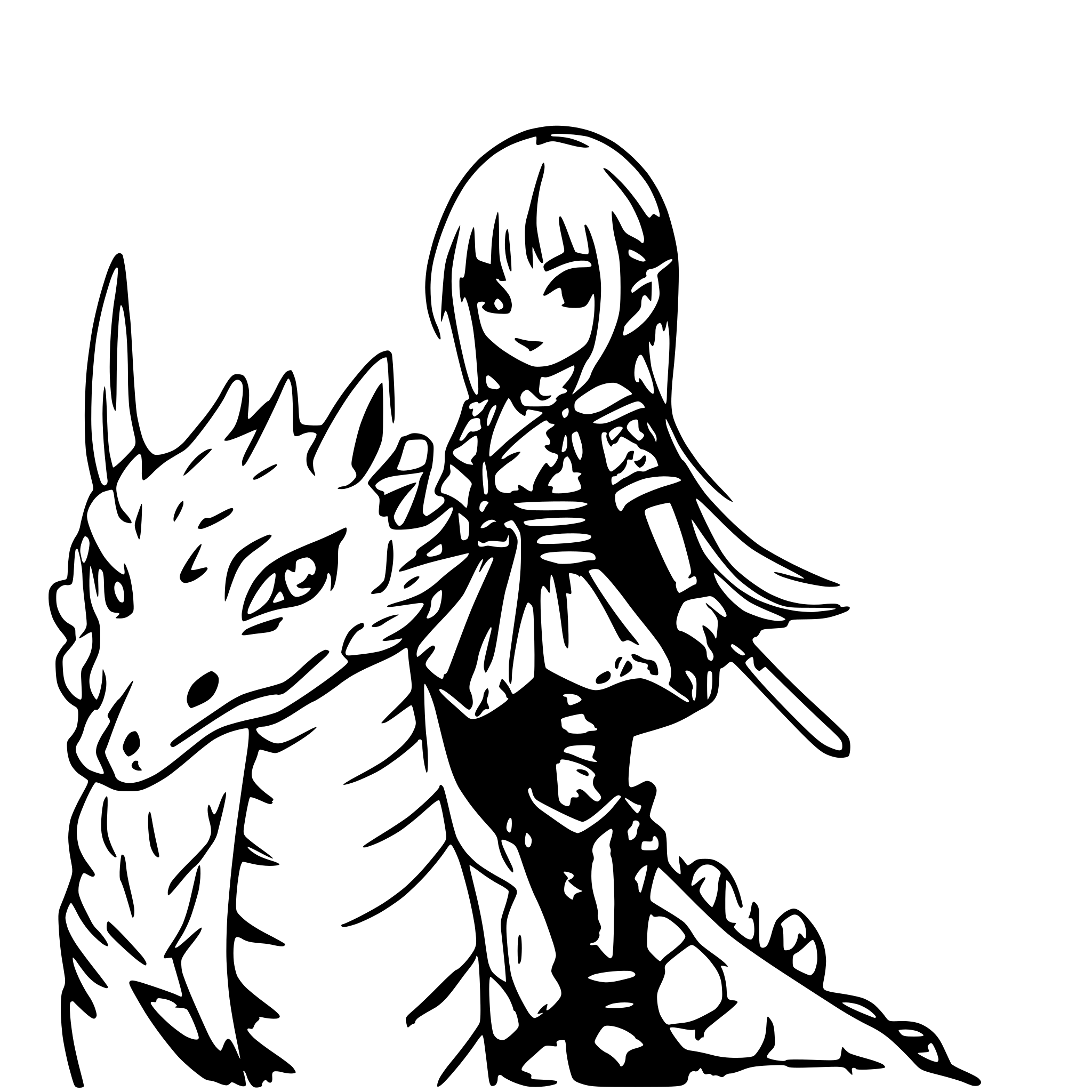 AI-generated SVG of a a dwarf riding a dragon