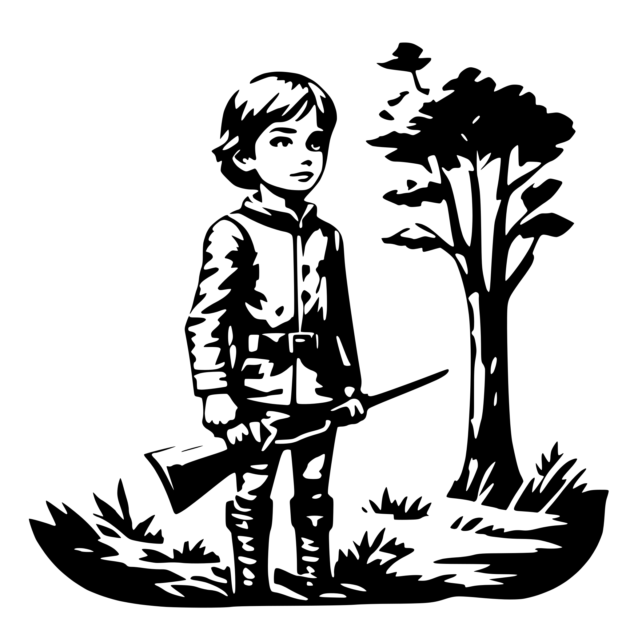 AI-generated SVG of 'i little boy hunting'
