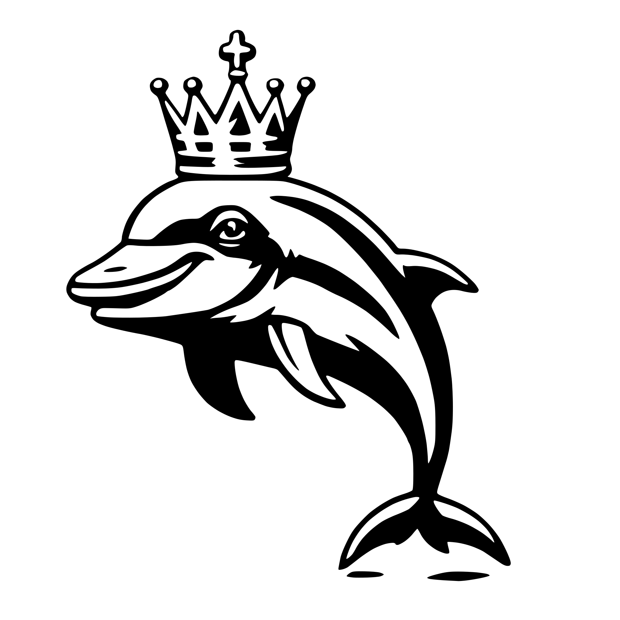 AI-generated SVG of a dolphin with crown