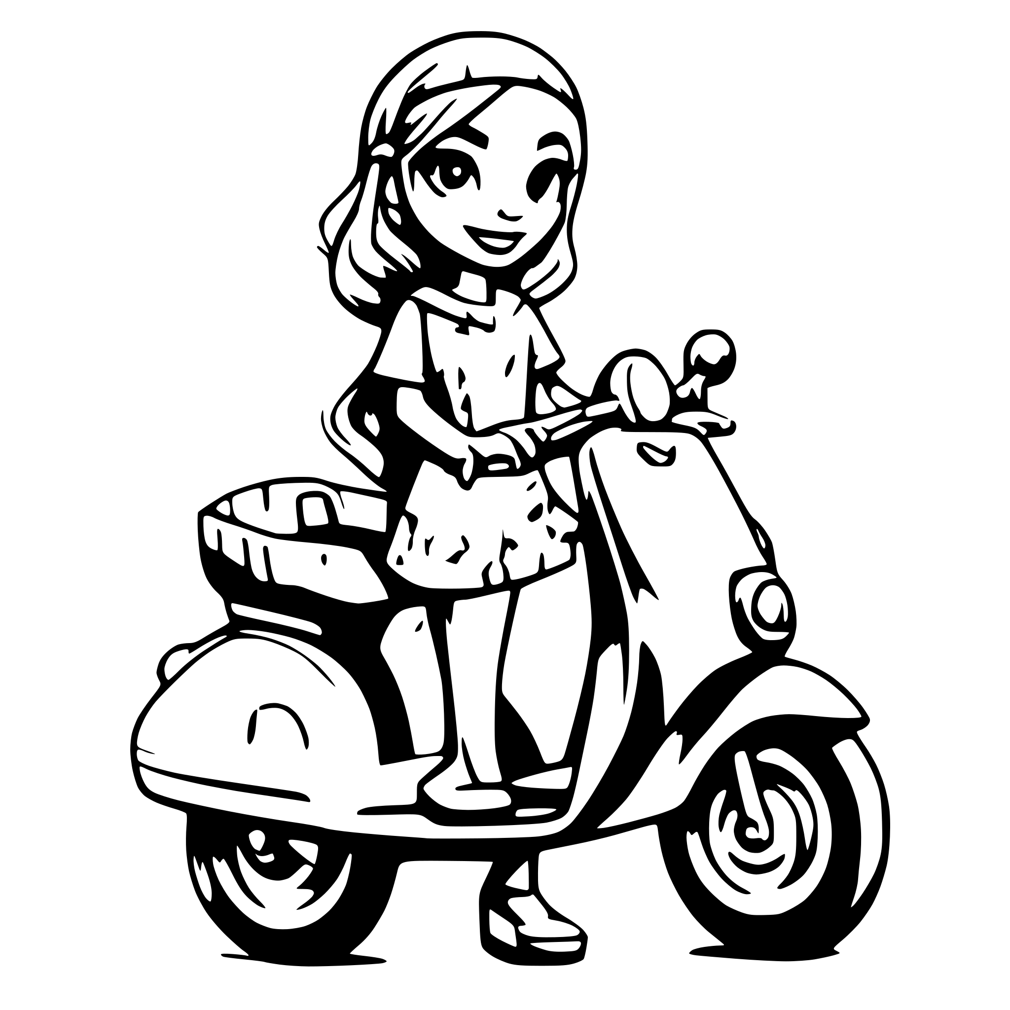 AI-generated SVG of a Woman on a vespa