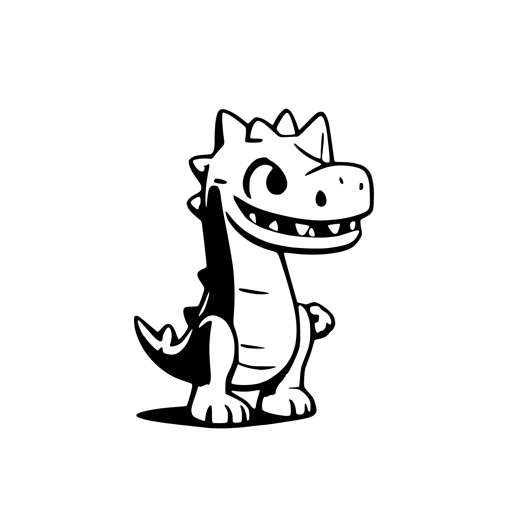 AI-generated SVG of a cute colorful dinosaur