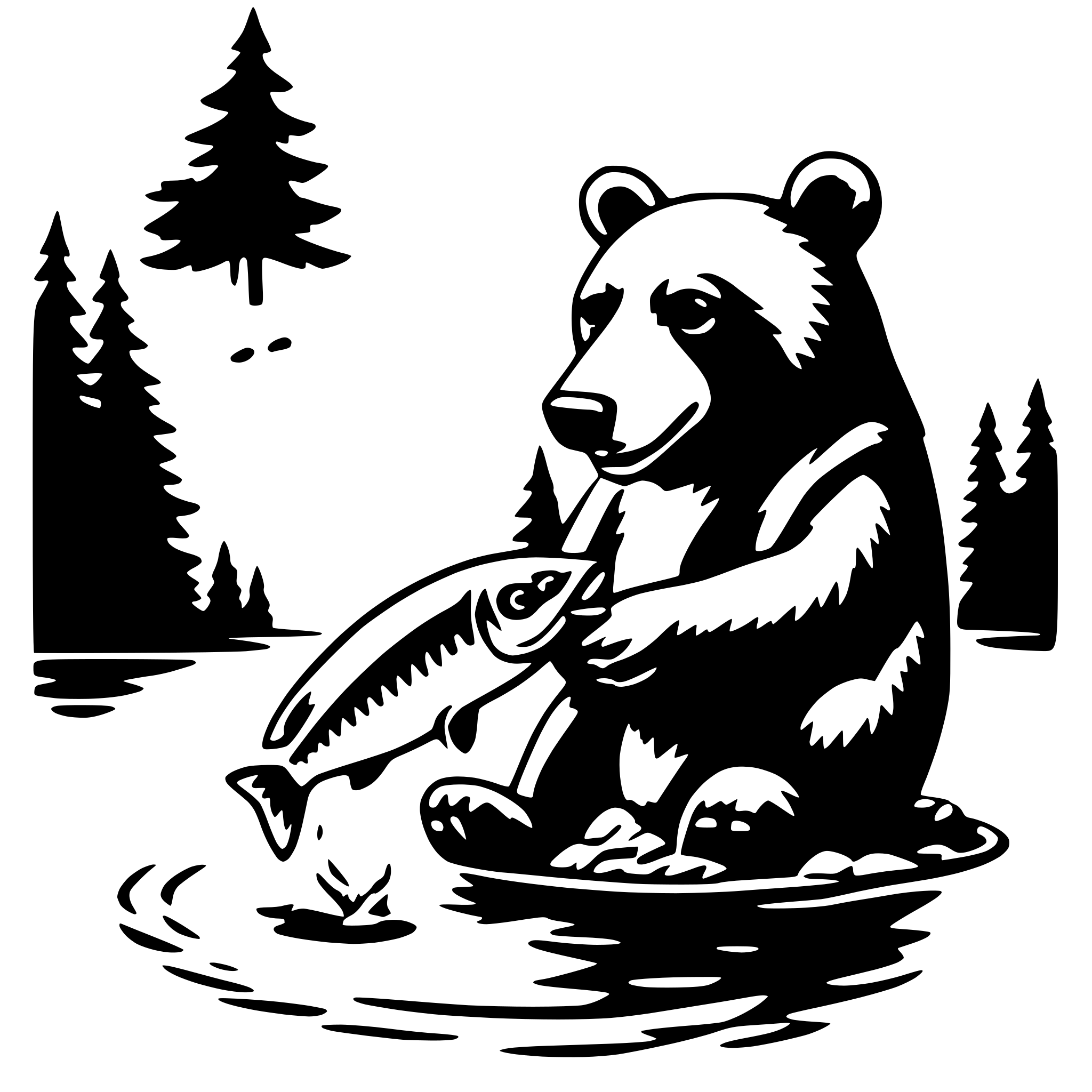 AI-generated SVG of 'bear catching fish'