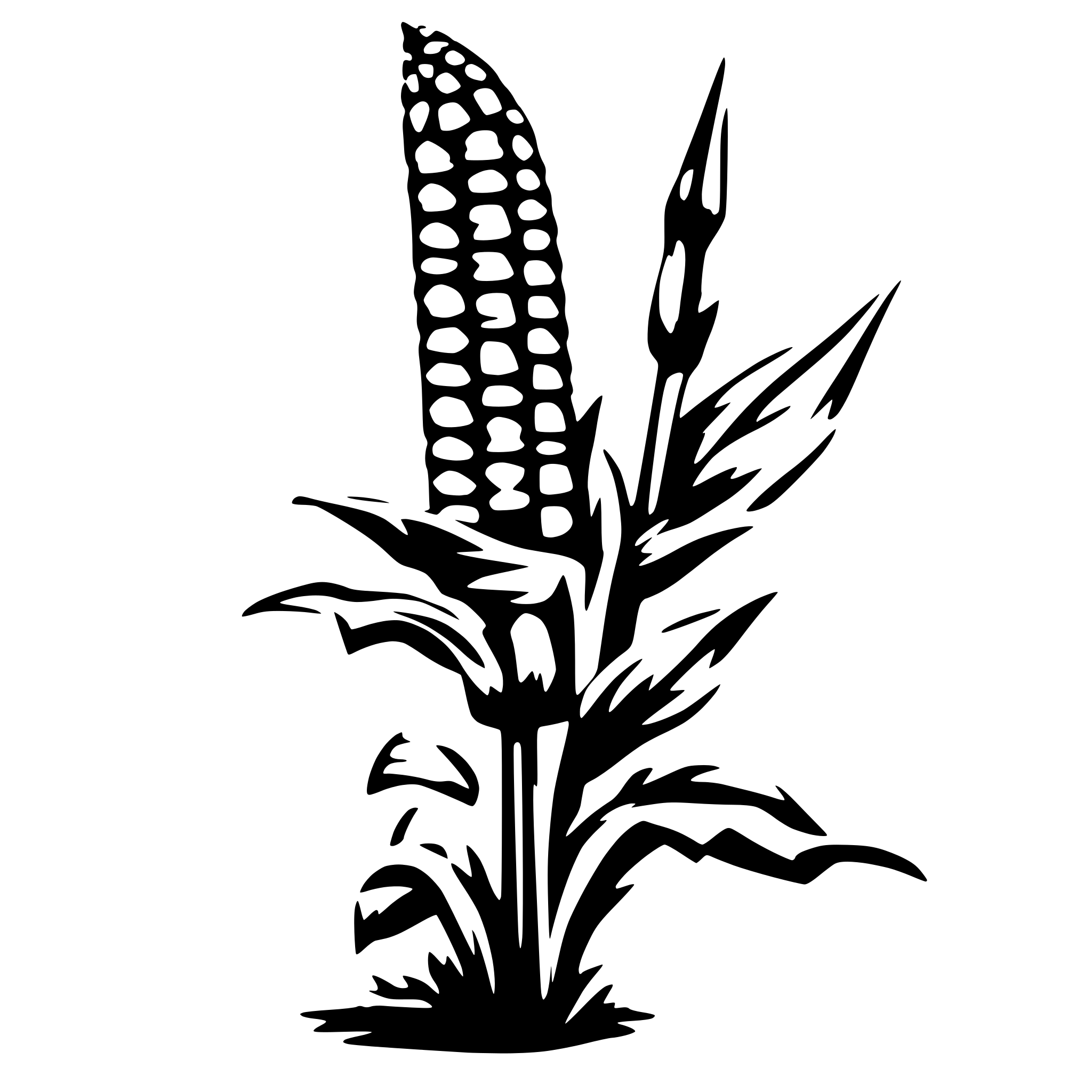AI-generated SVG of a Single corn stalk with two cobbs.
