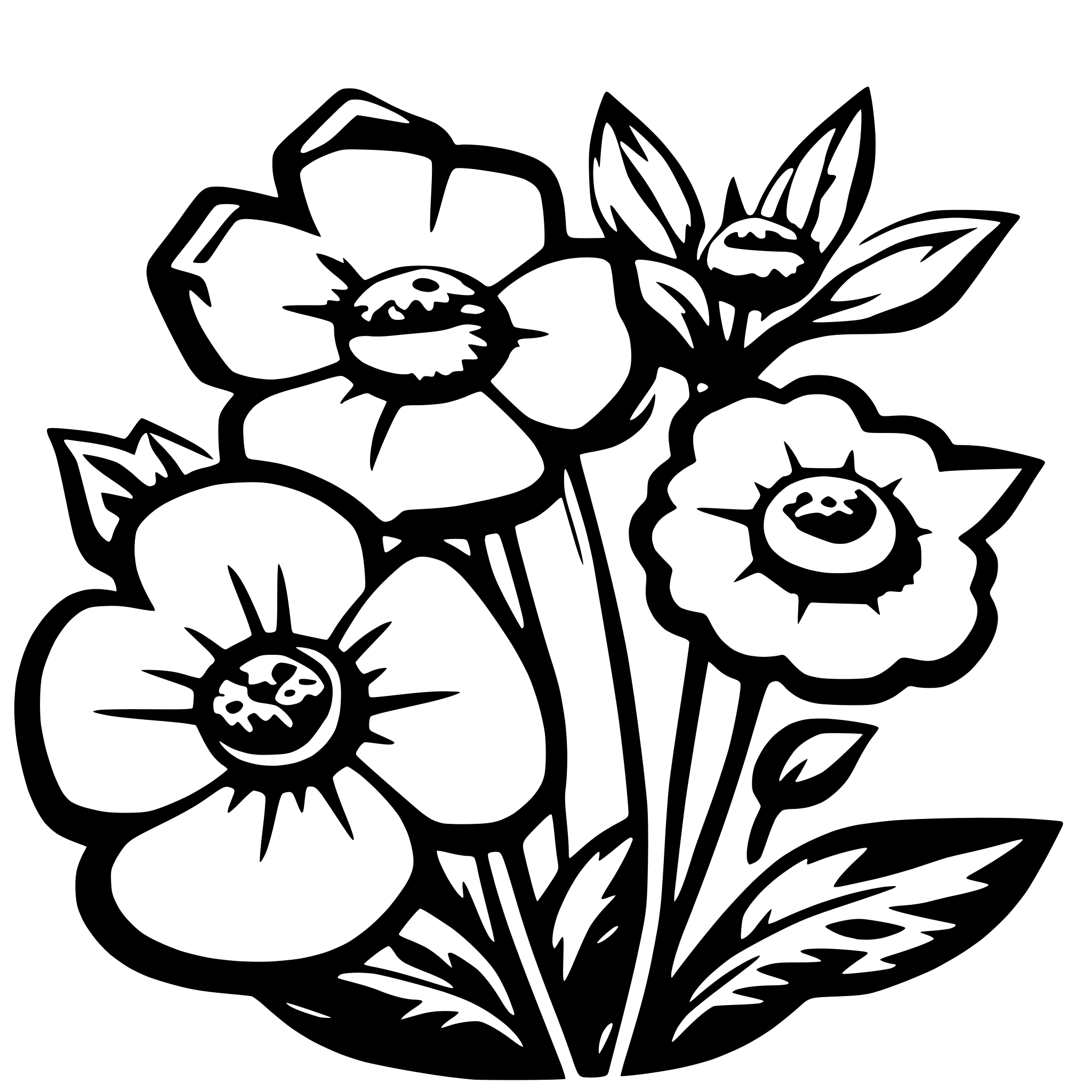 AI-generated SVG of 'several flowers with various shapes'