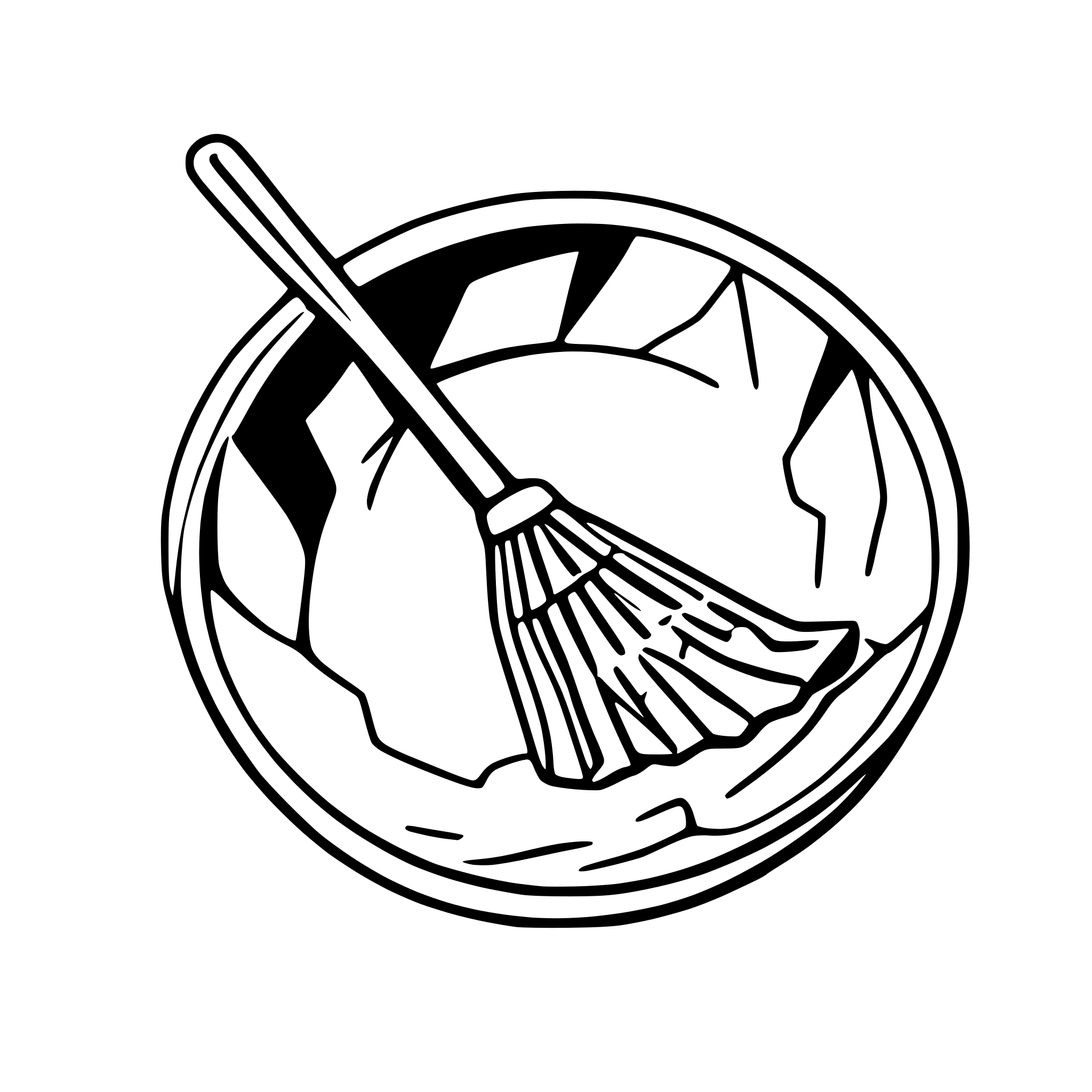 AI-generated SVG of a Playful Continuous line drawing of a broken plate, shards, and a broom in a simple elegant single line art style, no text.